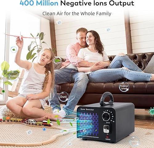 Miniatura 4 de Generador de máquina de ozono 68,000 mgH de iones negativos de alta capacidad, eliminador de olores de ozono, ionizador, purificador de aire,