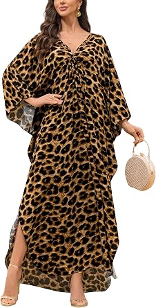 KEYLORTING Plus Size Kaftan Dress Women, African Moo Moo Print Caftan, Batwing Dress, Beach Cover Up for Party and Loungewear