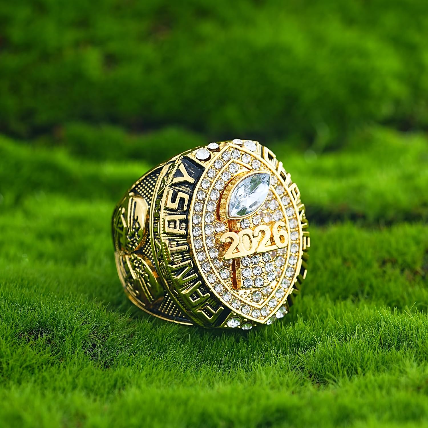 2026 Fantasy Football Championship Ring Gold with Box League Champion Trophy Rings Premium Award for Winne
