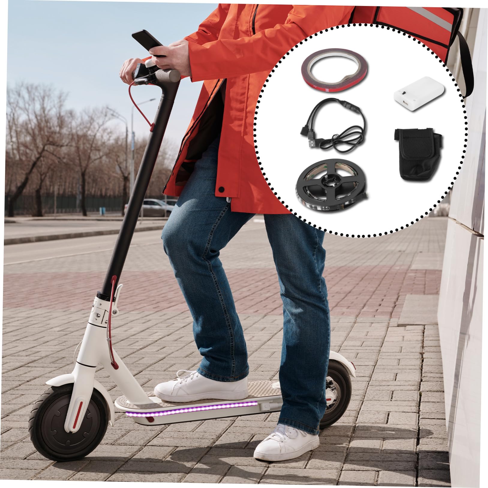 Toddmomy Striscia per Monopattino Elettrico Accessorio Ristrutturazione Facile Installare Adesivo Personalizza Sicurezza Notturna per e
