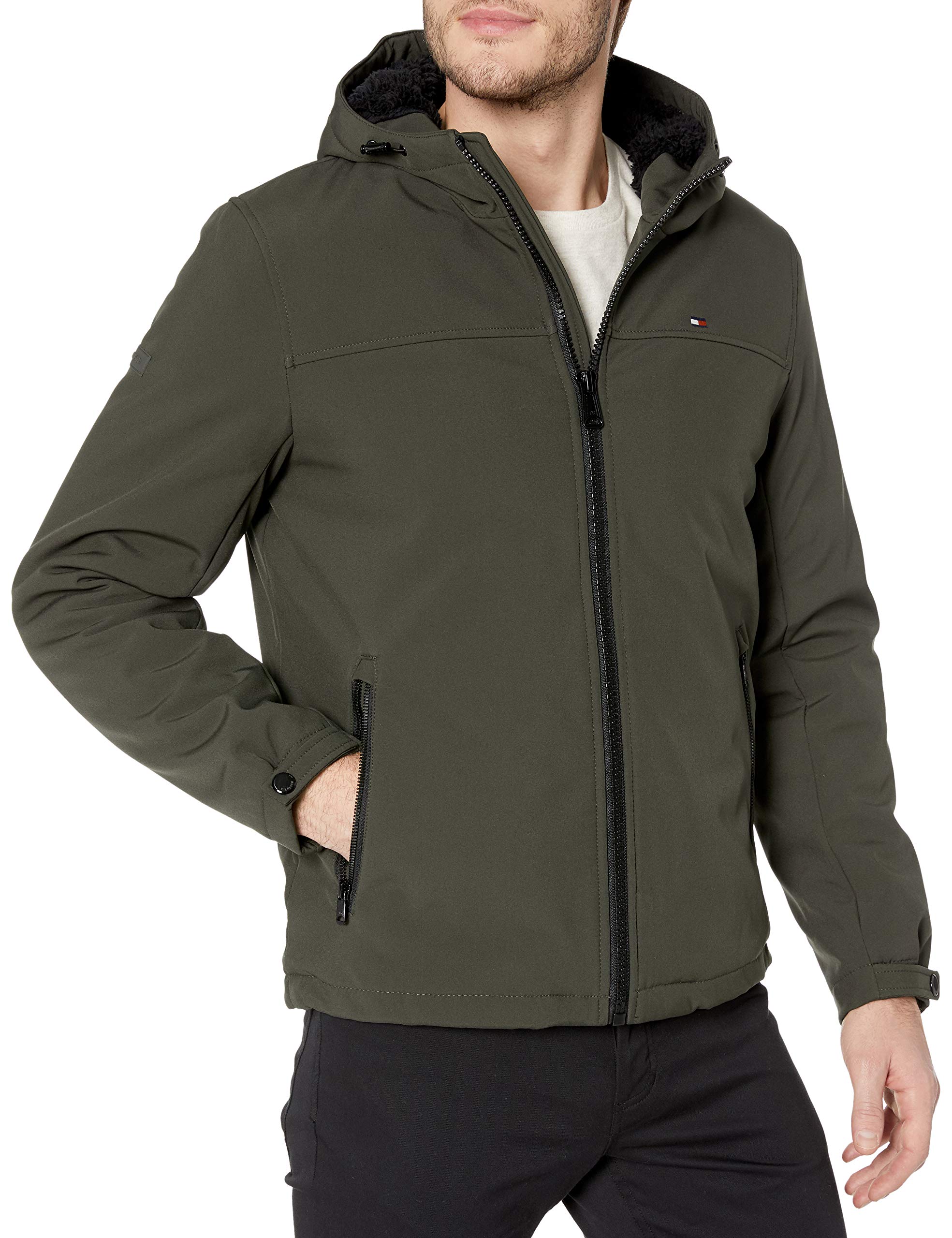 Tommy Hilfiger Men's Soft Shell Sherpa Lined Performance Jacket, Green, XL