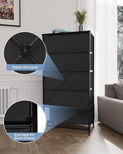 Miniatura 7 de Crestlive Products Cómoda alta para dormitorio, torre de almacenamiento vertical, cómoda de tela ancha y cómoda para armario, pasillo, entrada con