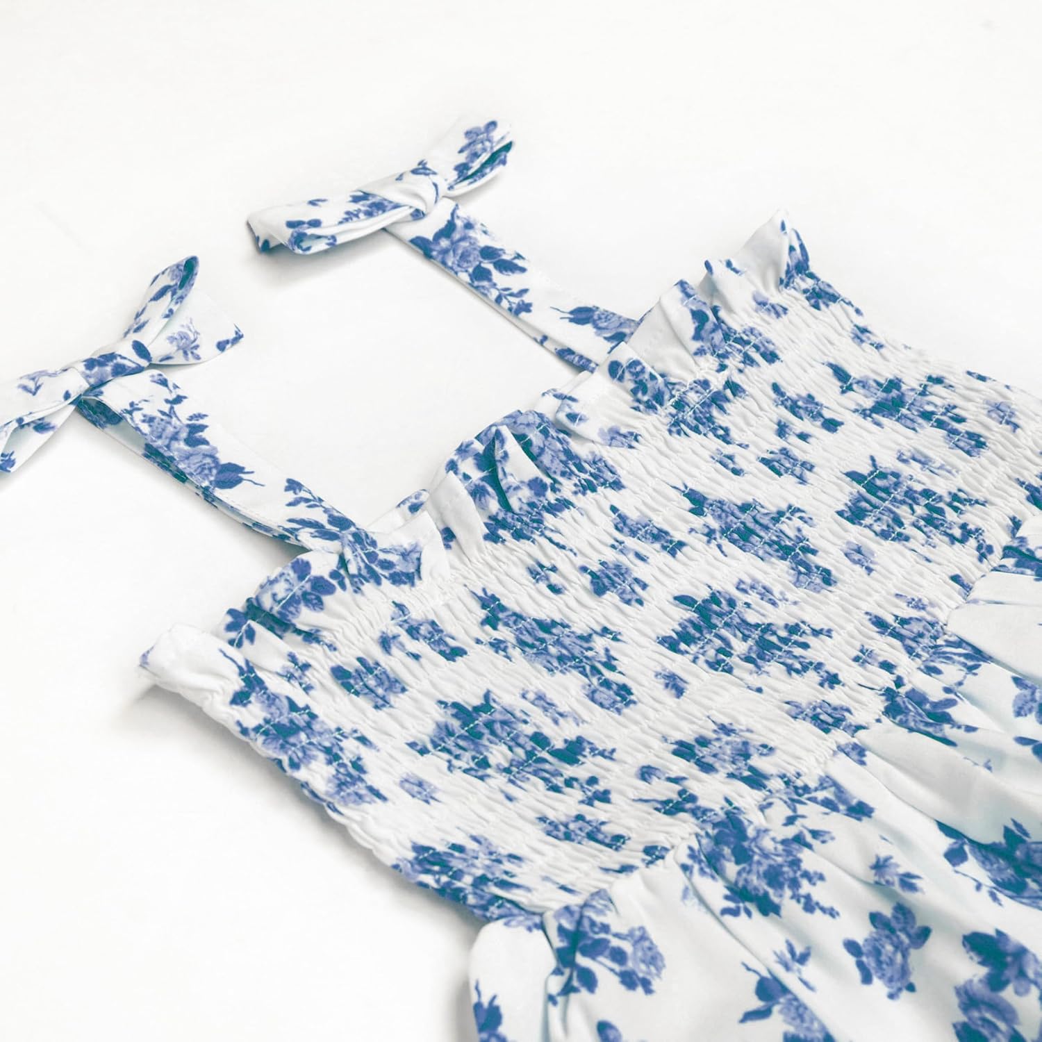 PopReal Girl Summer Dress Boho Floral Spaghetti Strap Midi Dresses Ruffled Tiered Casual Beach Sundress