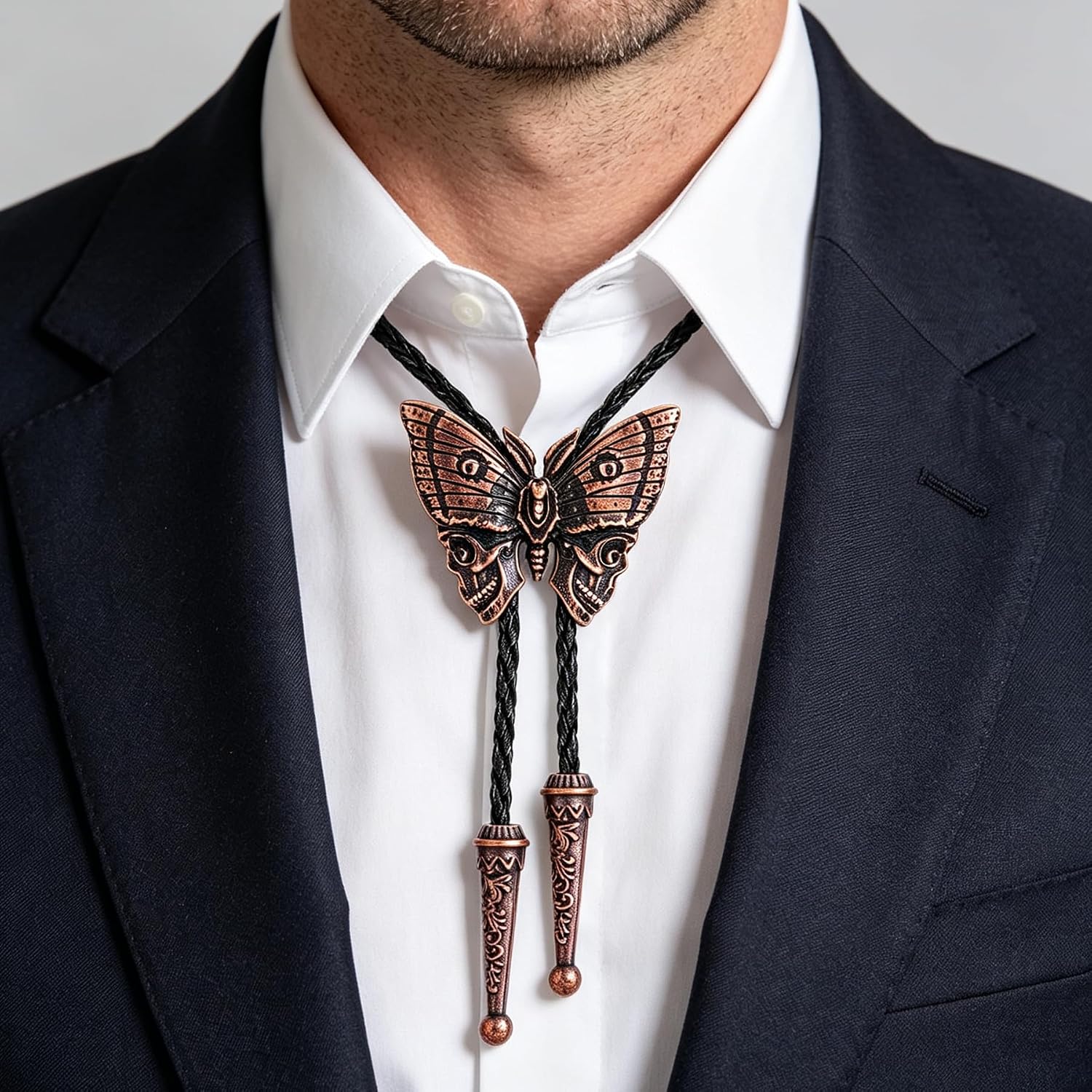 JAOYU Western Cowboy Bolo Tie for Men Women Gold Silver Moth Bolo Tie