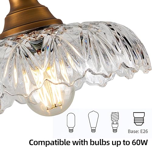 Miniatura 3 de Lámparas colgantes de vidrio vintage para cocina, iluminación colgante sobre mesa de fregadero de isla, lámpara dorada moderna de latón para baño,