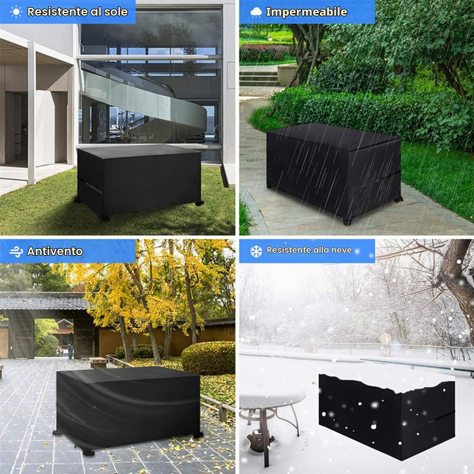 Wakects Fodera per mobili da giardino, 100 x 60 x 90 cm, per divano da esterno, impermeabile, resistente al a prova di strappo, fodera in poliestere