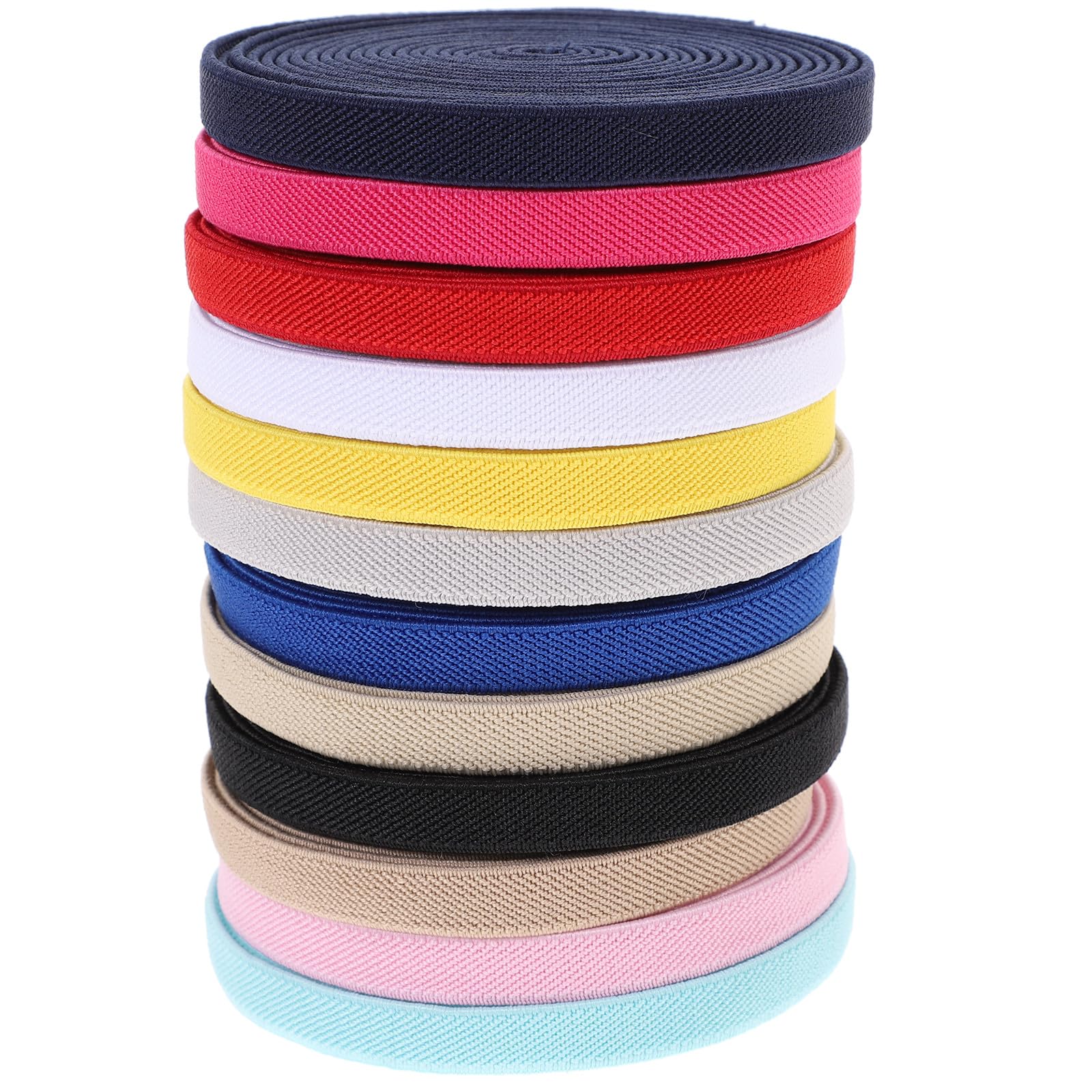 Bandes élastiques plates 1 cm Veemoon en polyester et latex pour couture, 12 pcs