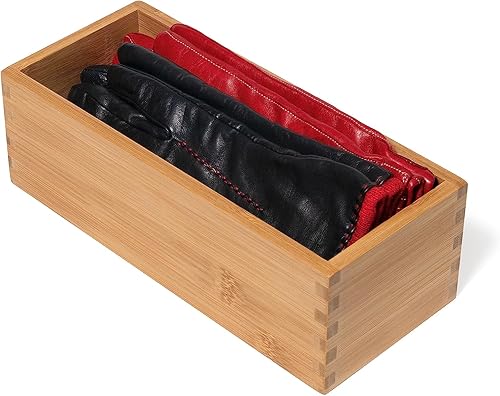 Vista 28 de Lipper International Caja de almacenamiento de madera de bambú para utensilios de cocina, maquillaje o suministros de oficina, 5 x 12 x 3 pulgadas