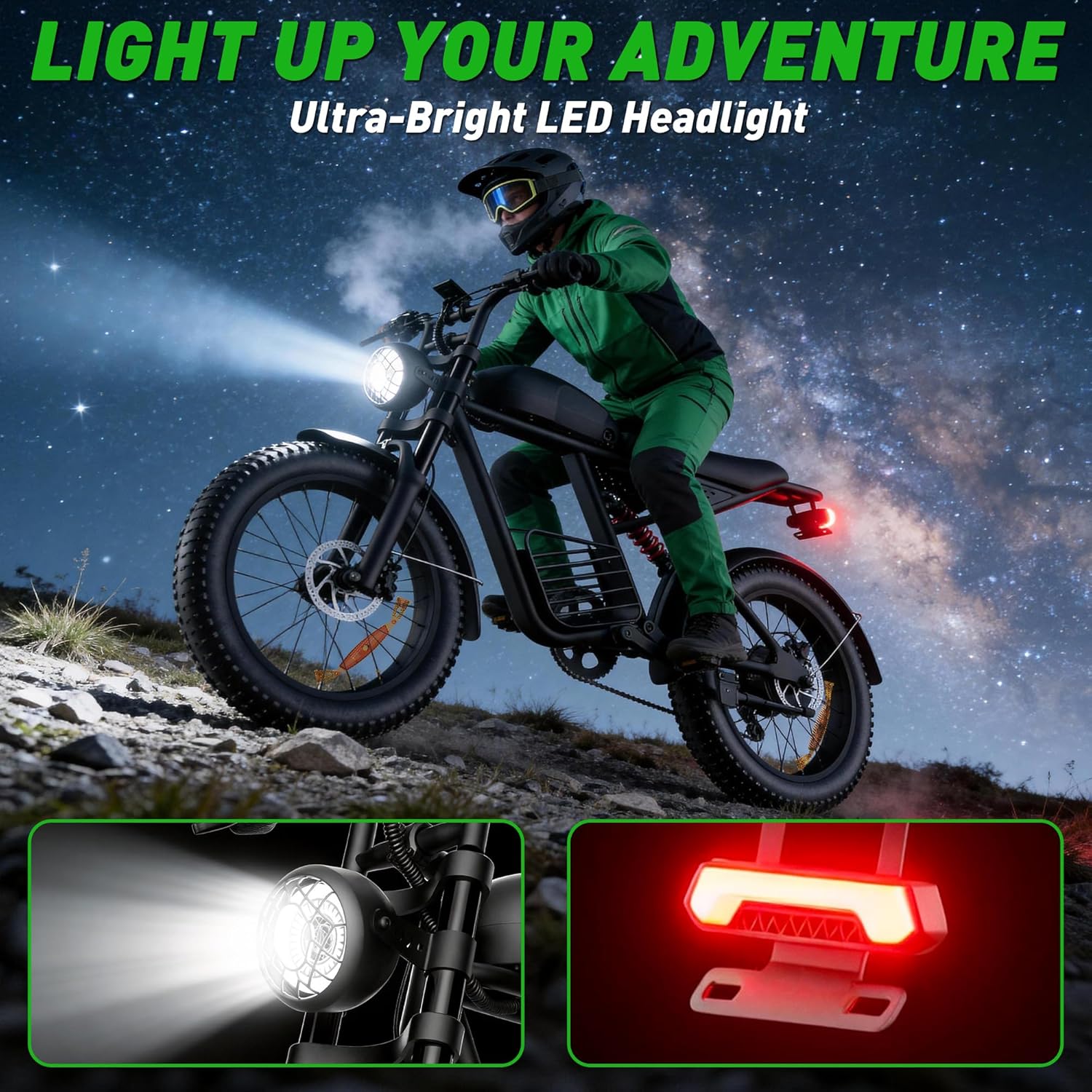 20" Electric Bike for Adults with 1000W Peak Dual Motor,Max Speed 30MPH,Up to 50Miles,Moped ebikes with 15.6Ah Battery,Shipped from USA Warehouse