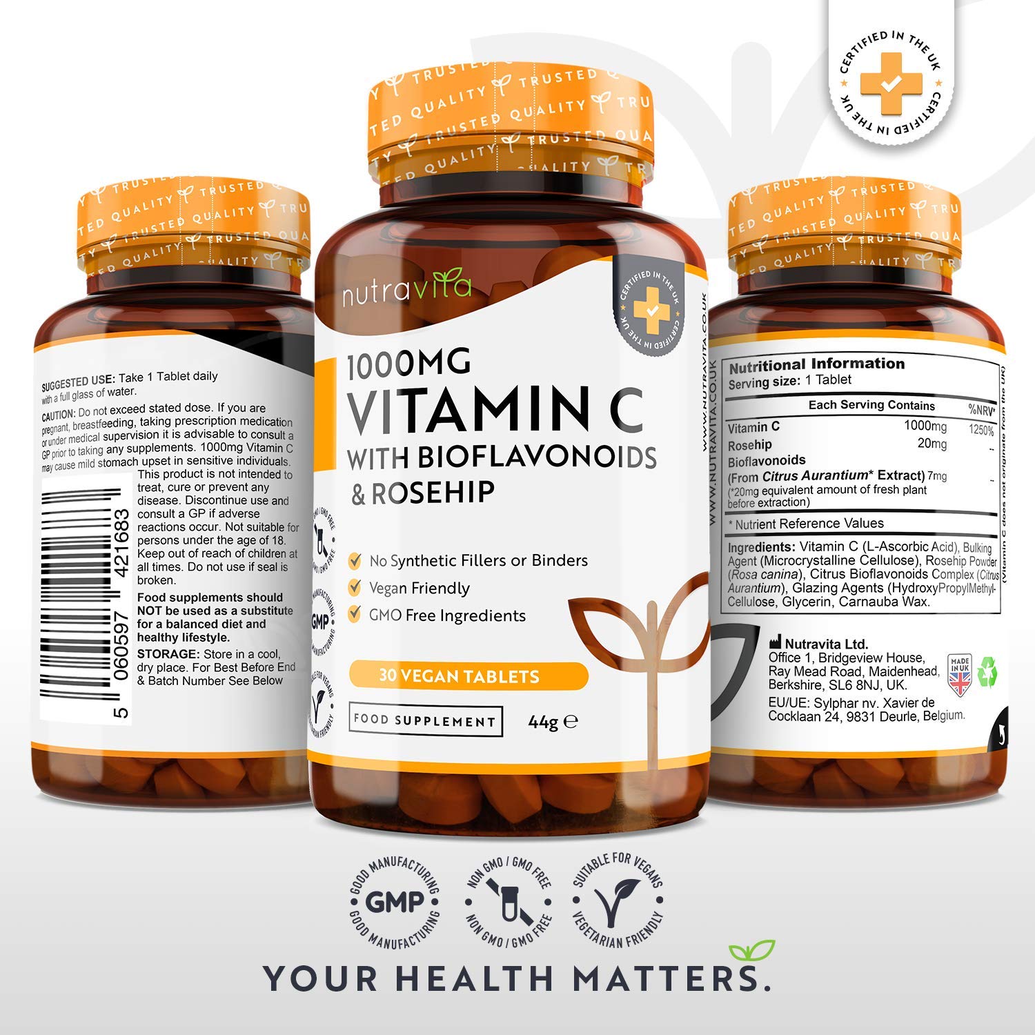 Buy Vitamin C with Rosehip & Bioflavanoids 1000mg 30 Day Supply