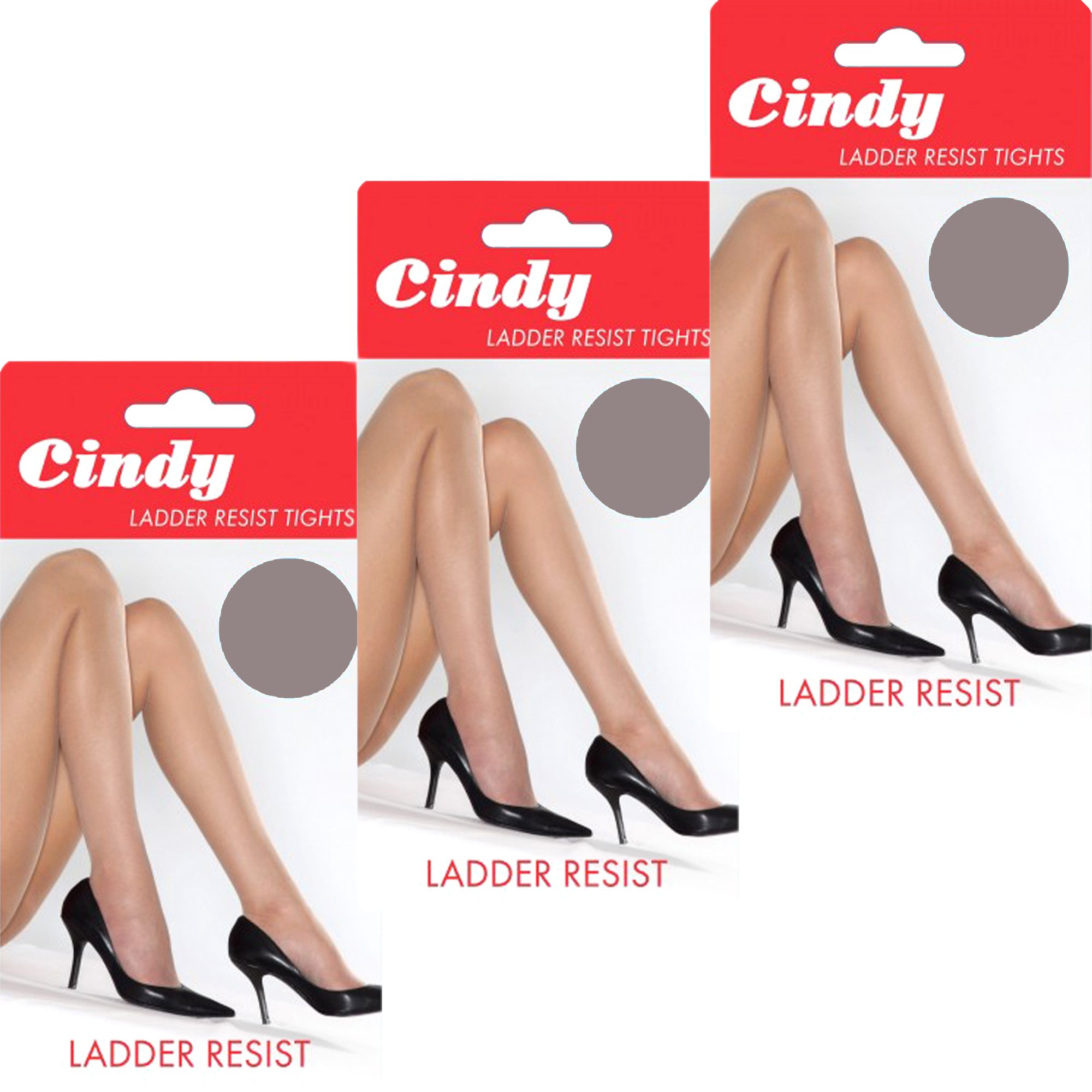 Cindy Women's Ladder Resist Tights with Panel Gusset (3 Pair Pack) (Large (42"-48" Hip), Pearl Grey)