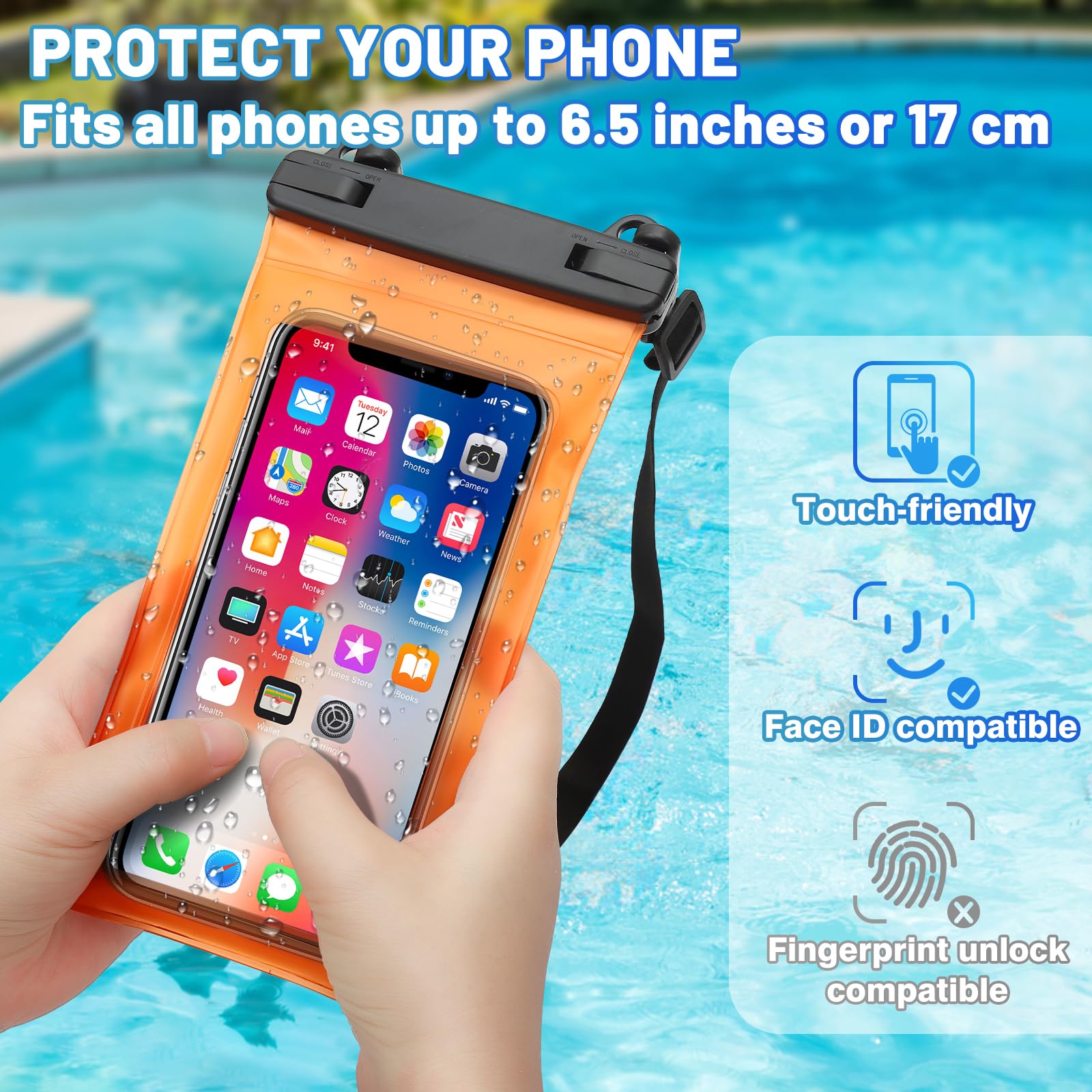 KUOGAS Worek ochronny na telefon komórkowy i paskiem do noszenia – wodoszczelna torba do użytku na zewnątrz, na kemping i do sportów wodnych, 5 l, 10 l, 20 l, ultralekka i wytrzymała, wodoszczelny i