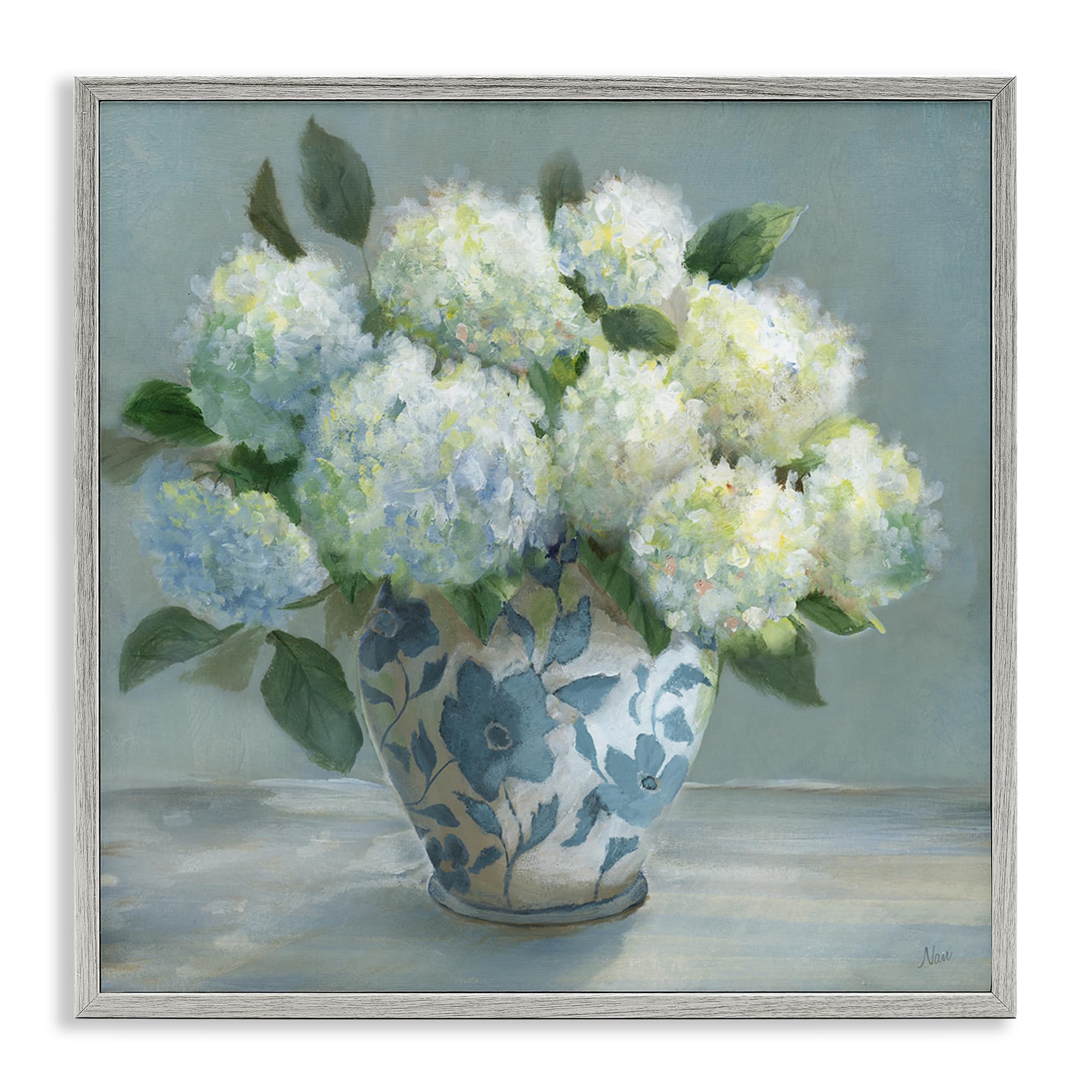 Stupell Industries Farmhouse Gray (Textured) 'Hydrangeas In Elegant Vase'| Framed Giclee Art