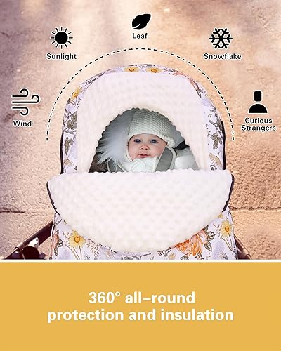 Miniatura 3 de Metplus Funda de asiento de coche de invierno para bebé, toldo de invierno para asiento de automóvil para bebés, funda de felpa cálida para bebés