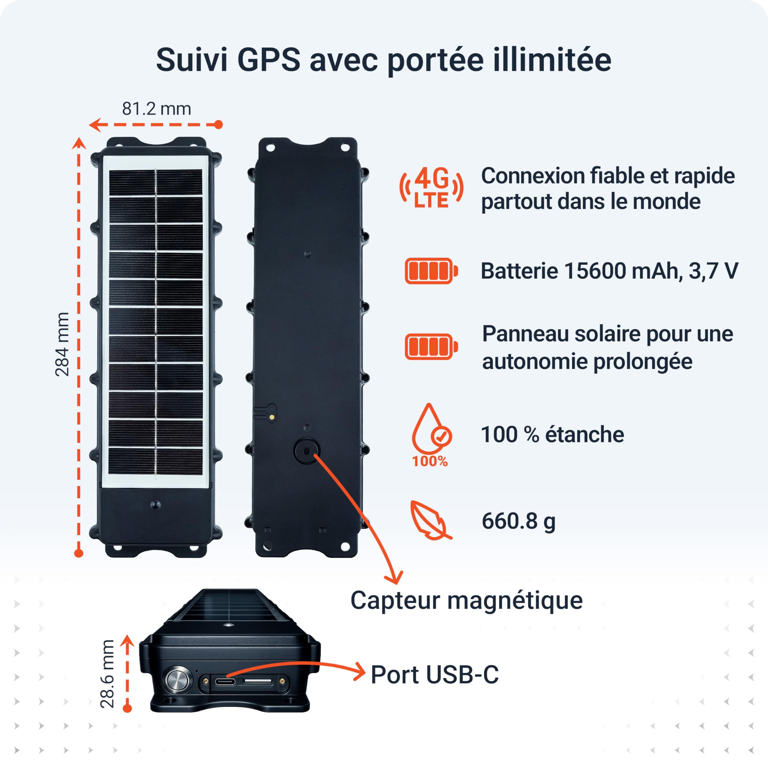 PAJ GPS - Solar Finder 4G - Abonnement Premium de 3 Mois Inclus - Traceur GPS pour Camping, Caravanes, Conteneurs, Remorques - Panneau Solaire pour Une Autonomie Prolongée avec Suivi en Temps Réel