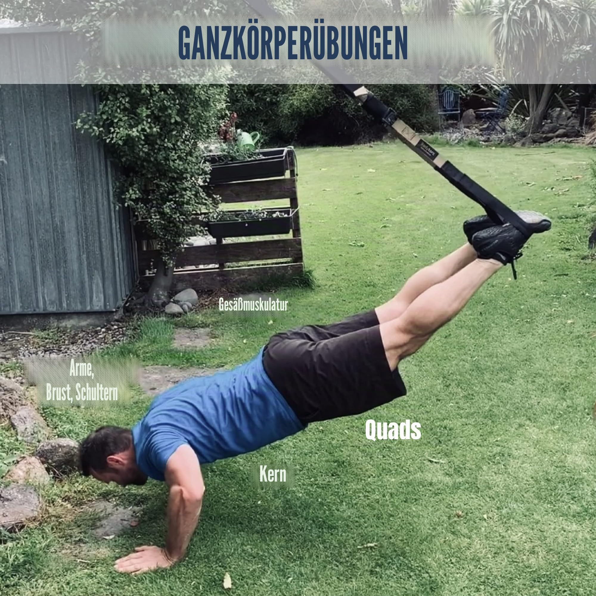 Suspension Trainer, Bodyweight Training Straps for Full Body Workouts at Home, Includes Door Anker, Extension Arms and Advanced Foot Straps