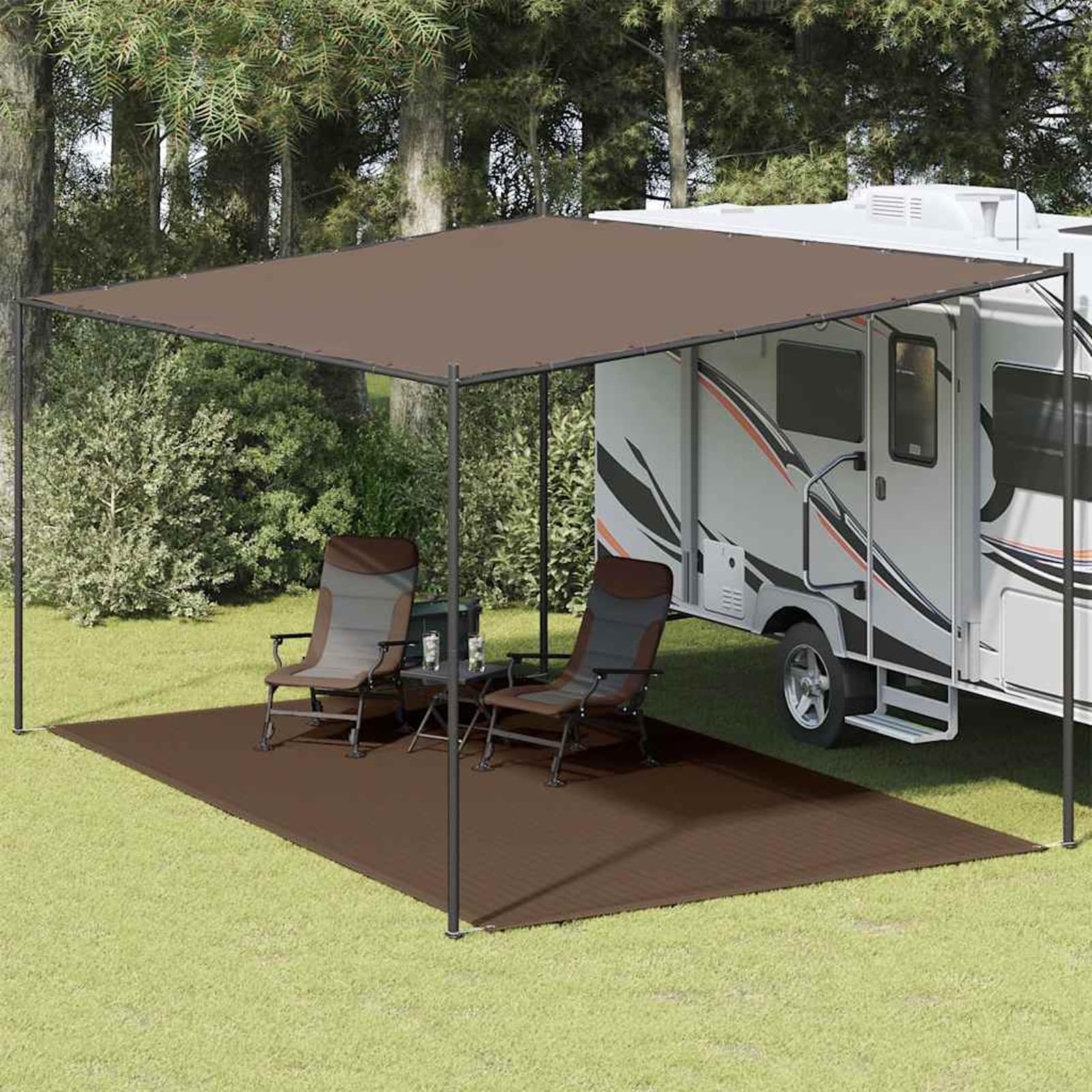 Gecheer Zeltteppich 300x600 cm Braun, Zelteppich Wohnwagen Wohnmobil für Terrasse Garten RV310810