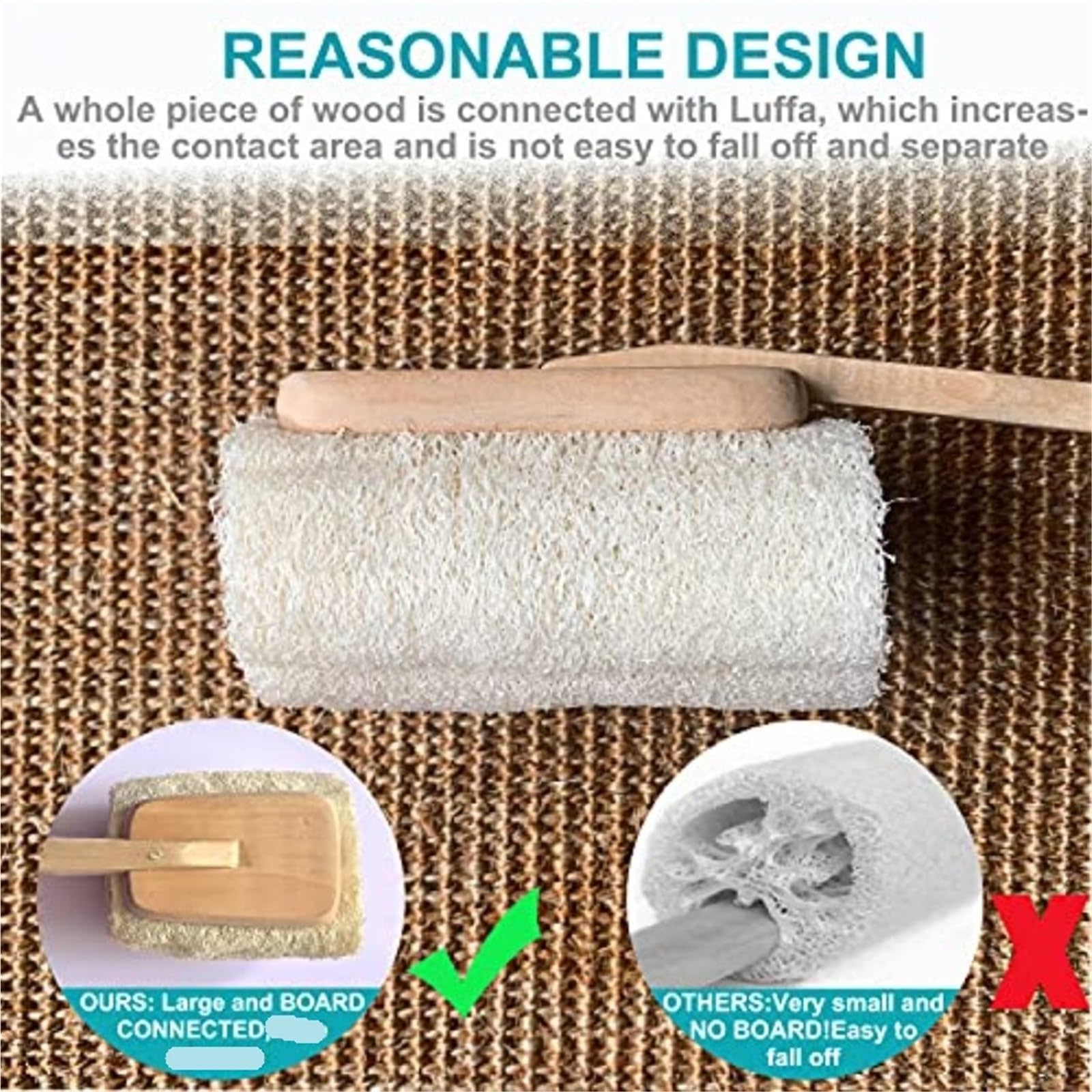 Paquete de 2 cepillos baño exfoliantes naturales lufa Luffa Loofa en un palo, con mango largo madera la parte posterior for hombres y mujeres Sh Para Espalda