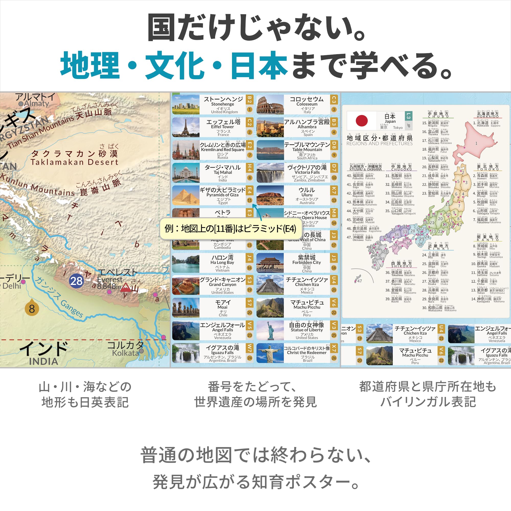 Amazon | Englife 世界ポスター 日英バイリンガル A1サイズ (世界（国