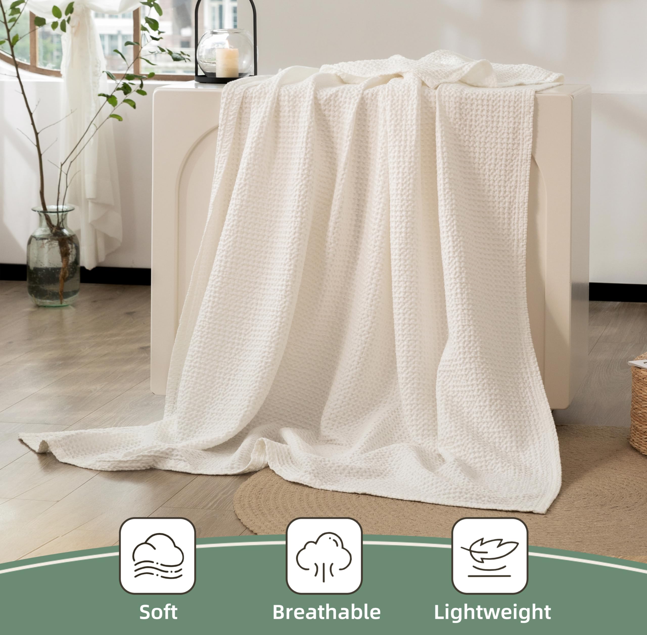 CHUFFED 100% Cotton Waffle Blanket 270x230cm Soft Lightweight Throw Blanket for All Season- Perfect Blanket Layer for Couch Bed Sofa - Image 4