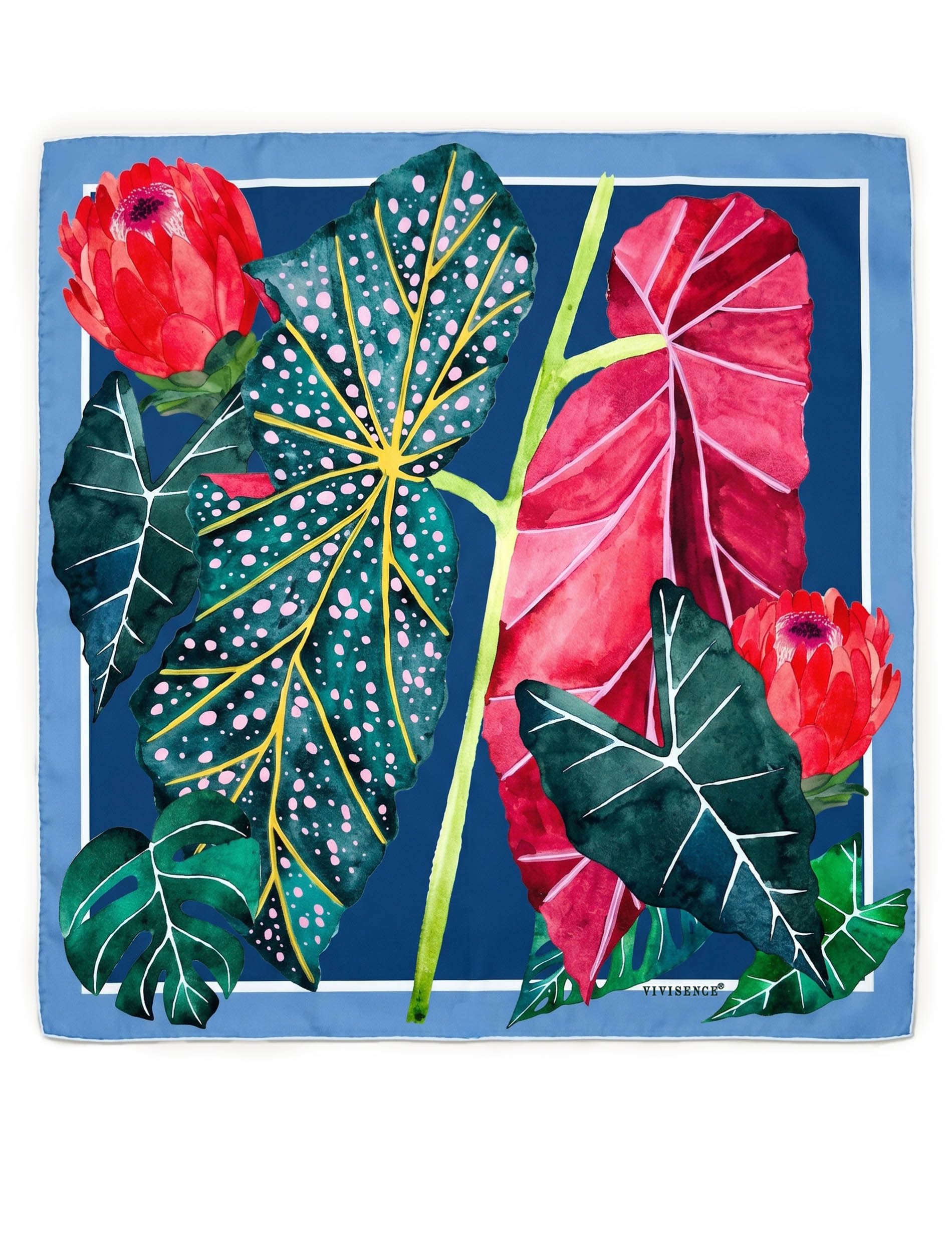 Vivisence Pañuelo De Seda Mujer 65 X 65 Cm, Fular Cuadrado De Seda Natural 14 Momme, Bordes Enrollados A Mano