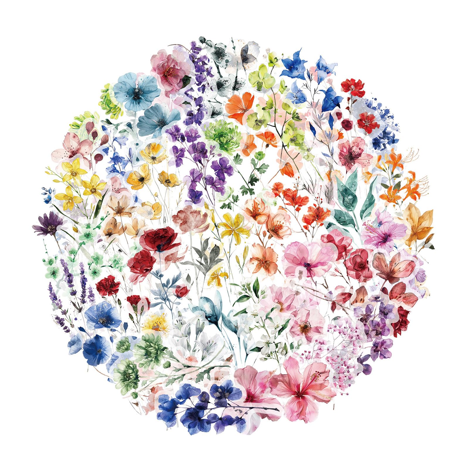 RBRMHM 50Pcs Decorative PET Flower for Water Bottle Scrapbooking Journal Phone Case Laptop Guitar Luggage