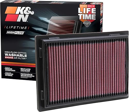K&N - Filtro de aire para motor. Filtro de repuesto de alto rendimiento, prémium, lavable.