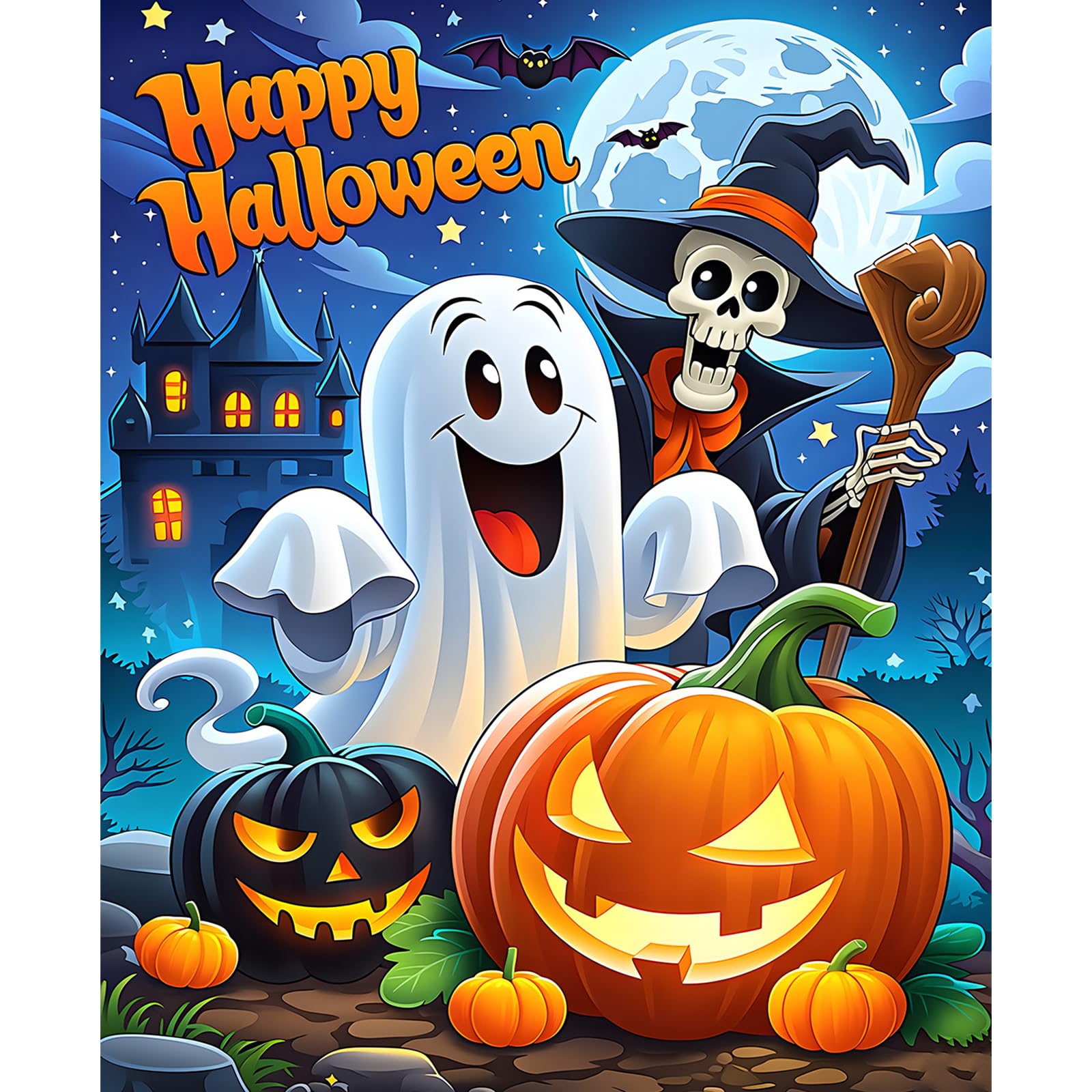 NEWENMO Happy Halloween Paint by Numbers Kits Hand Painted Oil Painting