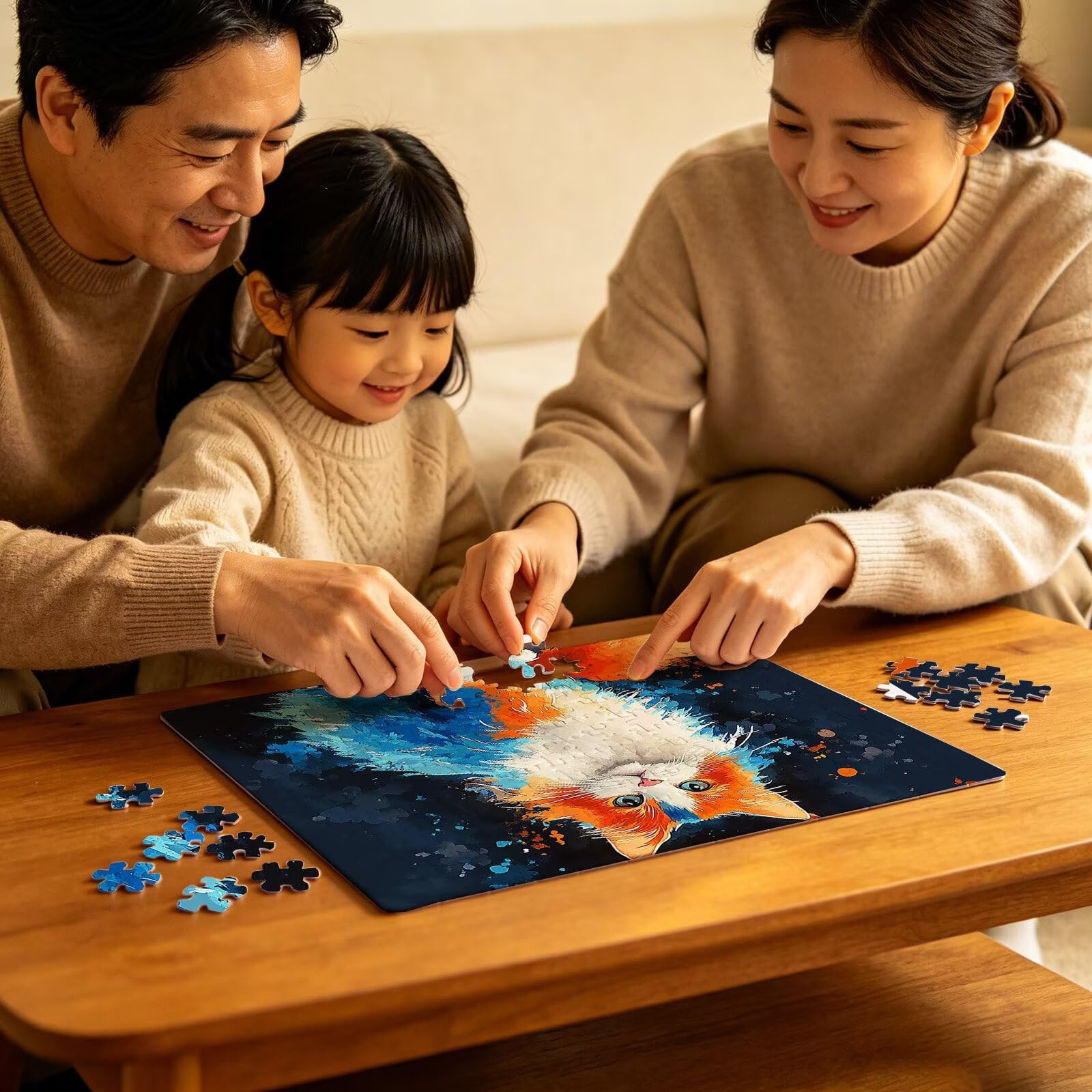 Puzzle 1000 elementów, abstrakcyjne koty (3), puzzle, 1000 elementów dla dorosłych, klasyczne puzzle, trudne puzzle, drewniane puzzle do dekoracji bożonarodzeniowej, prezenty dla kobiet, dekoracja