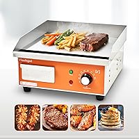 Vista 2 de 15.3 IN Nonstick Stainless Steel Electric Griddle Adjustable Temperature Control Flat Top Griddle For Resturant, Kitchen, Indoor, Outdoor, Camping