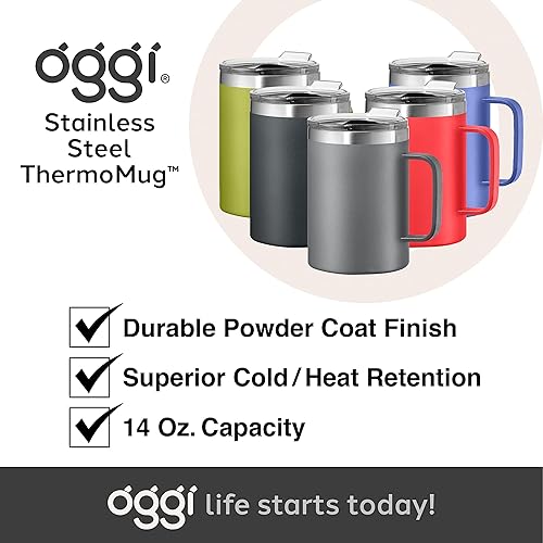 Miniatura 7 de Oggi ThermoMug - Taza térmica de viaje aislada, 14 onzas, color rojo