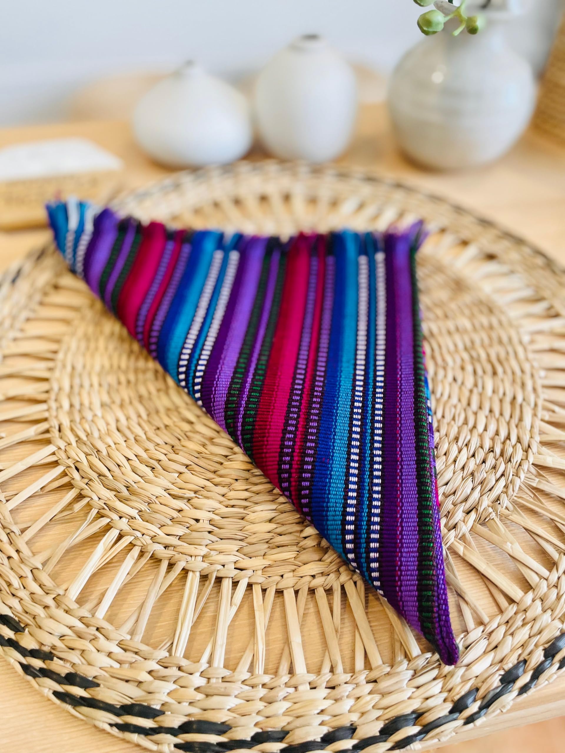 Handmade Cloth Napkins Tortilla Wraps Warmers Bread Mantel Guatemala placemat Table mat Wedding Reception Birthday 18x18, Royal Purple