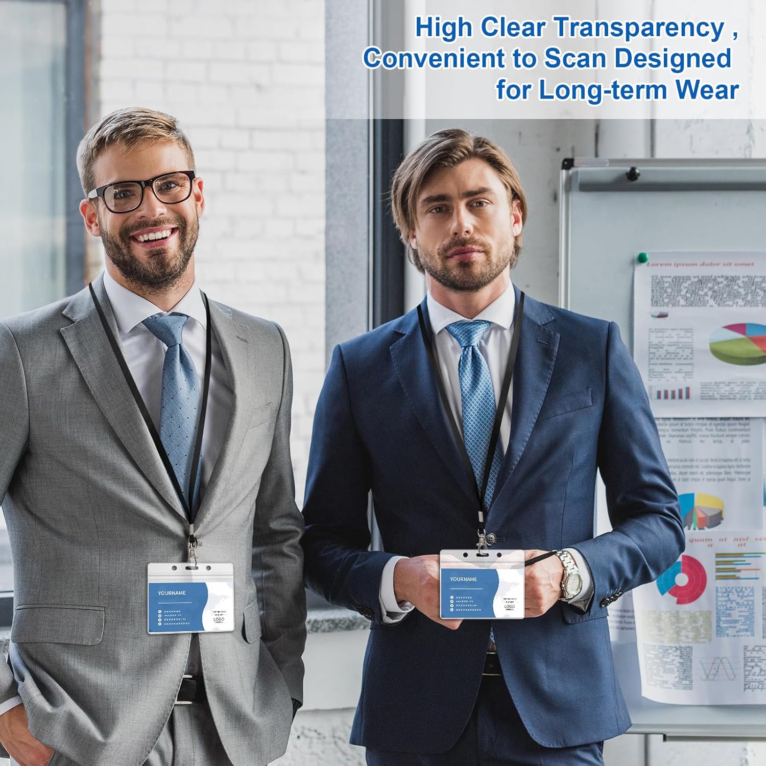 100 Pack Lanyards for ID Badges with Clear Name Tags, Reusable Lanyards Horizontal ID Card Badge Holders Plastic Name Badges for Men Women Kids Business School and Office Supplies (Black) - Image 5