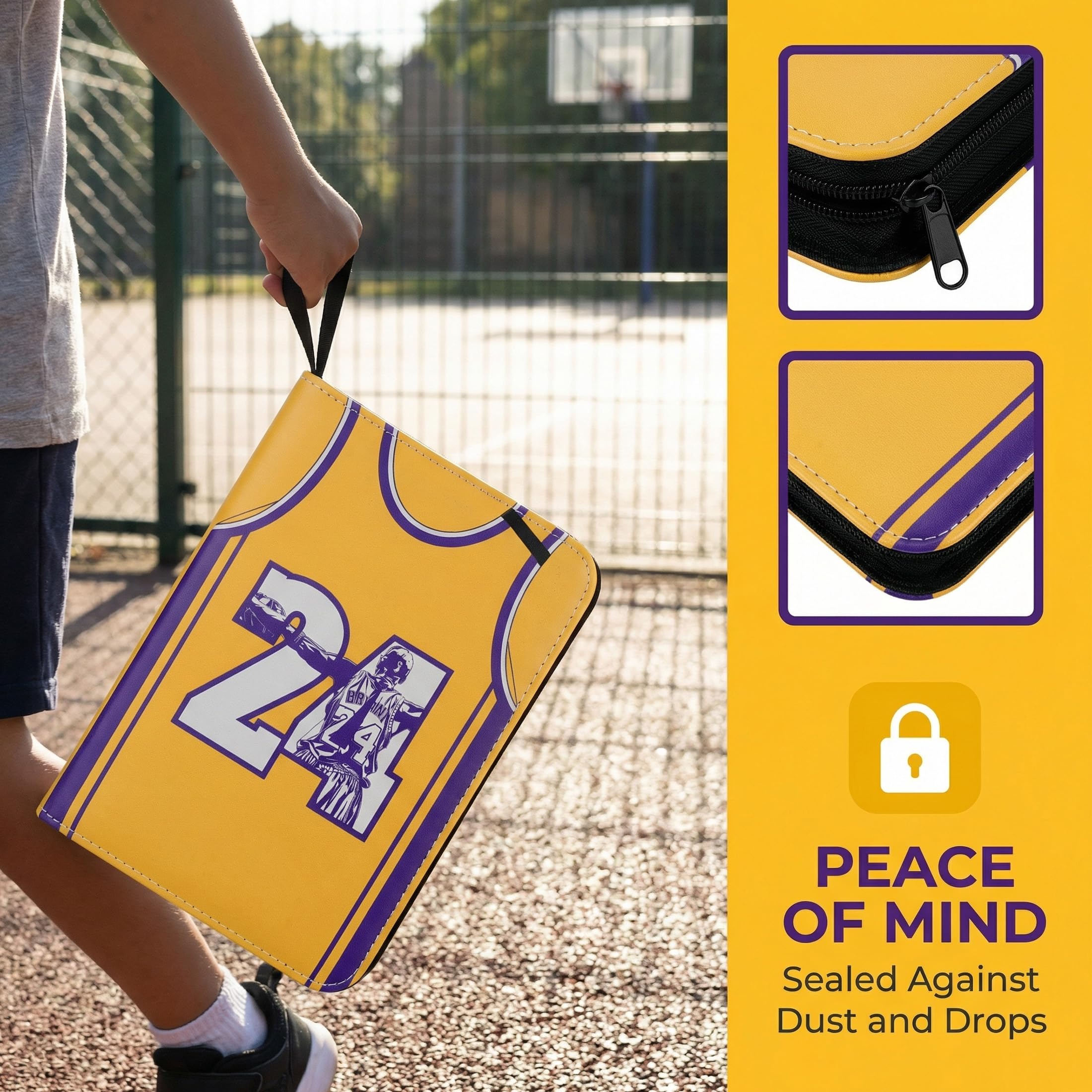 HBK Raccoglitore per carte da basket, 900 tasche, in pelle PU con 50 maniche rimovibili, album di carte collezionabili per bambini e collezionisti (KB24)