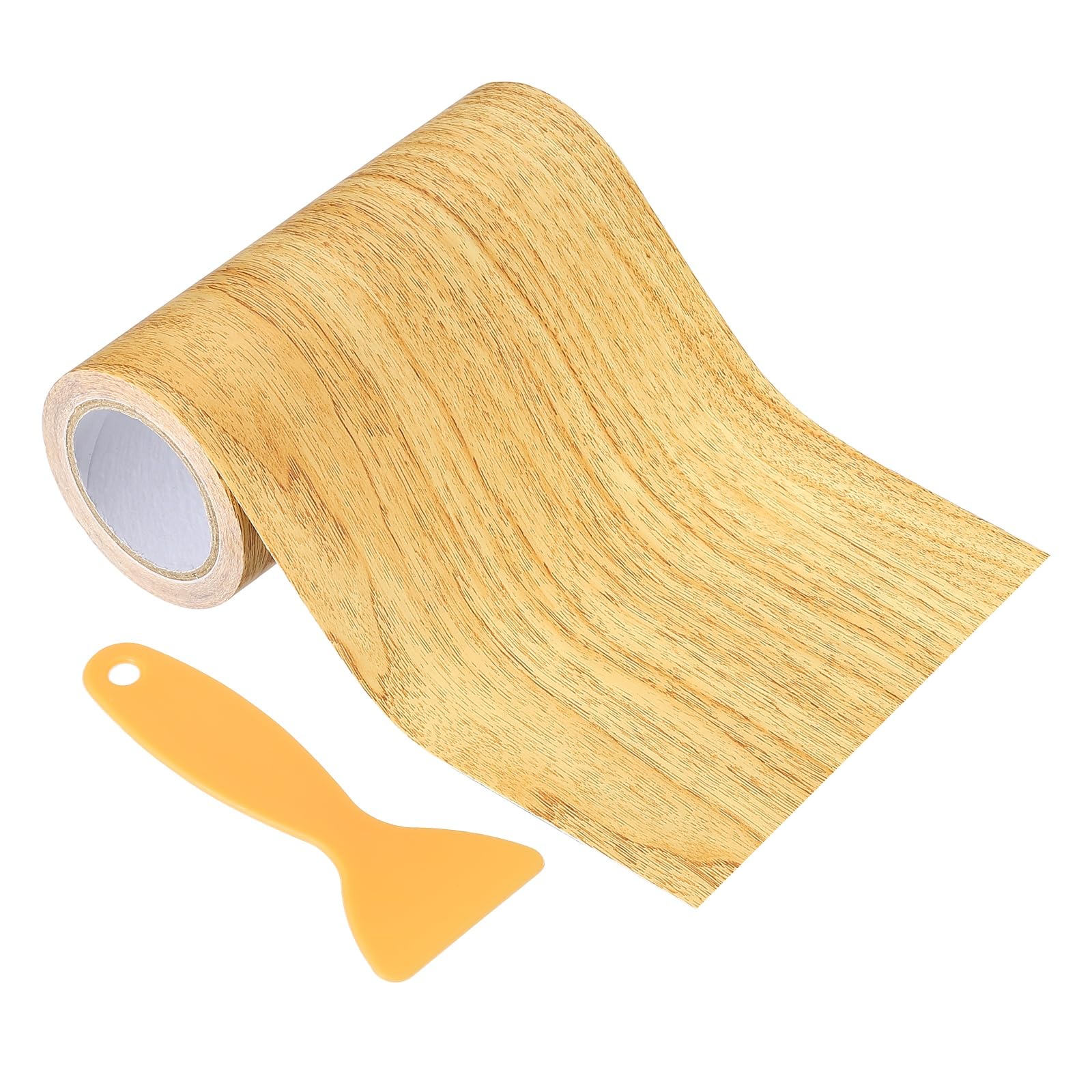 PATIKIL Wood Grain Repair Tape 12.5cm x 4.57m, Self Adhesive Realistic Textured Repair Tape Patch with Scraper for Floor Door Table Cabinets Desk, Golden Camel