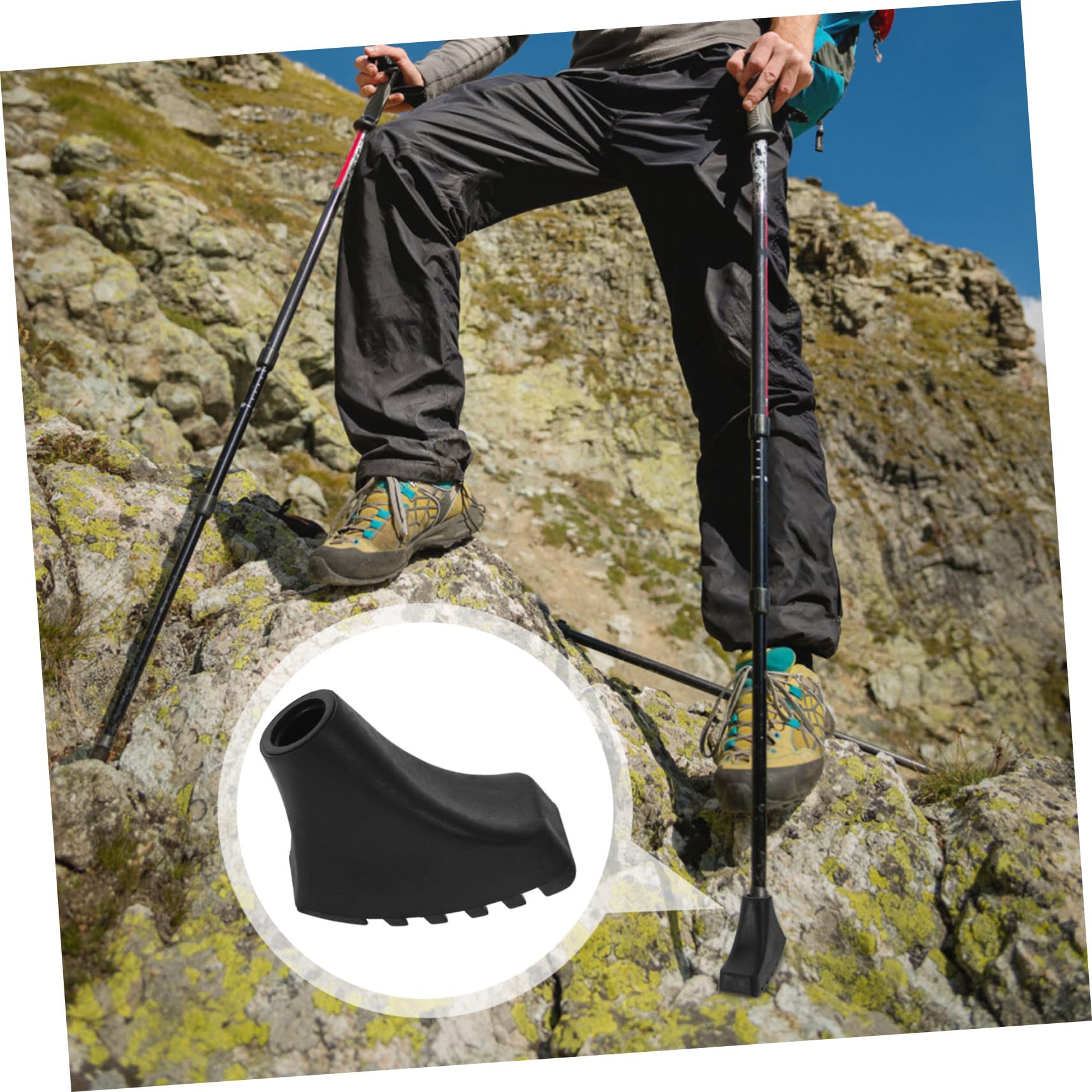 Yardwe Accesorios Senderismo Bastones Senderismo Bastones Trekking Accesorios Trekking Baston Trekking Cubiertas De Punta De Poste Punta De Caña Black