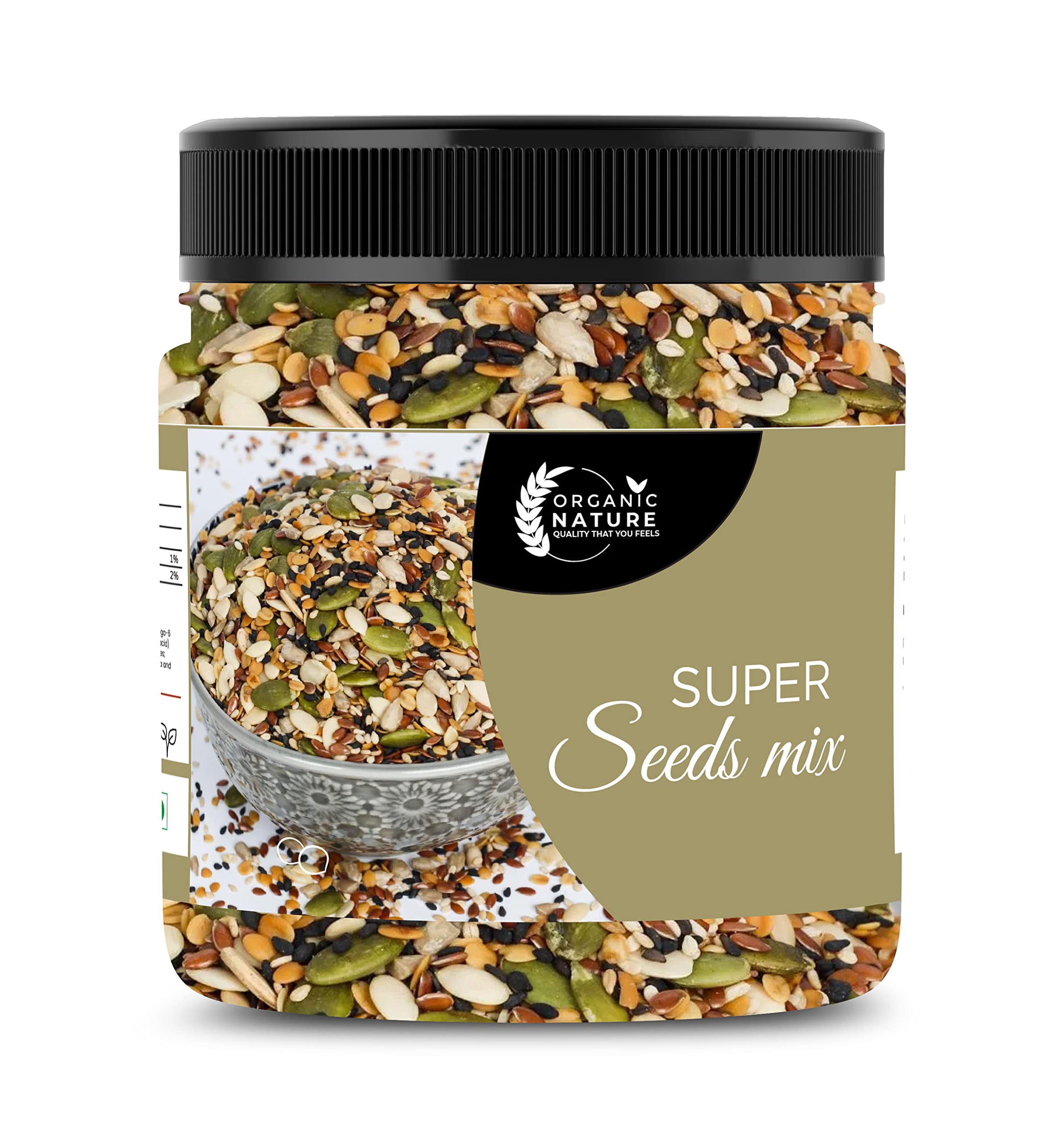 Organic Nature Edible Healthy Seeds 6-in-1 Raw Seeds Mix 250 gm | Pumpkin, Sunflower, Chia, Flax, Watermelon, Sesame Seeds| Jar Pack| (1Kg (Pack of 4 of 250 Grams)) (B09V5P95PH) Amazon Price History, Amazon Price Tracker