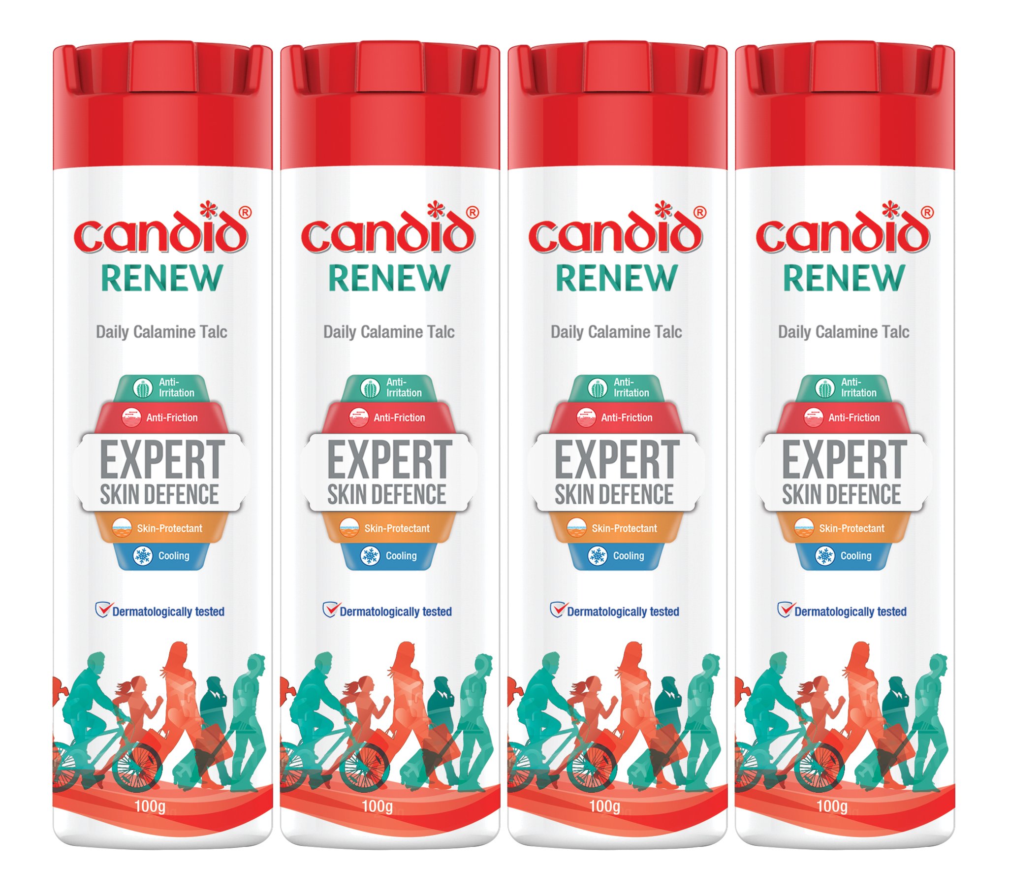 Candid Renew Daily Calamine Talc - 100 g (Pack of 4)