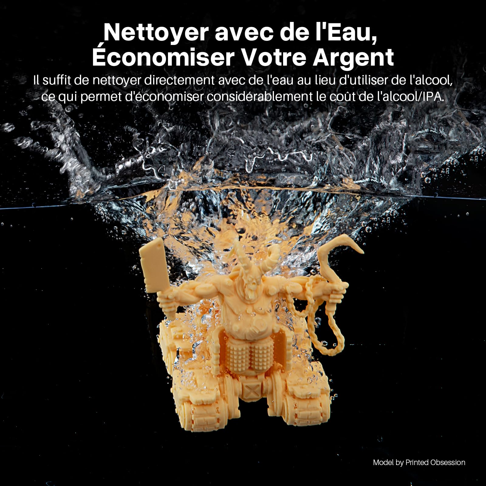 ELEGOO Résine Imprimante 3D Lavable à l'Eau 2.0, Gris 2000g, Durcissement Rapide pour LCD/DLP/MSLA, UV 395-405 nm