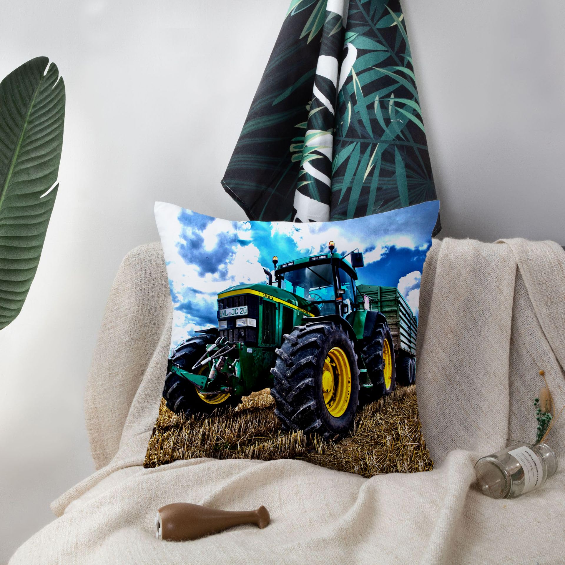 HUASHUZI Cushion Cover Tractor Gifts for Men Bedroom Accessories Boys Room Decor Kids Farming Throw Pillow Case Farm Home Decorations Couch Sofa 18"x18"(45x45cm) - Image 4
