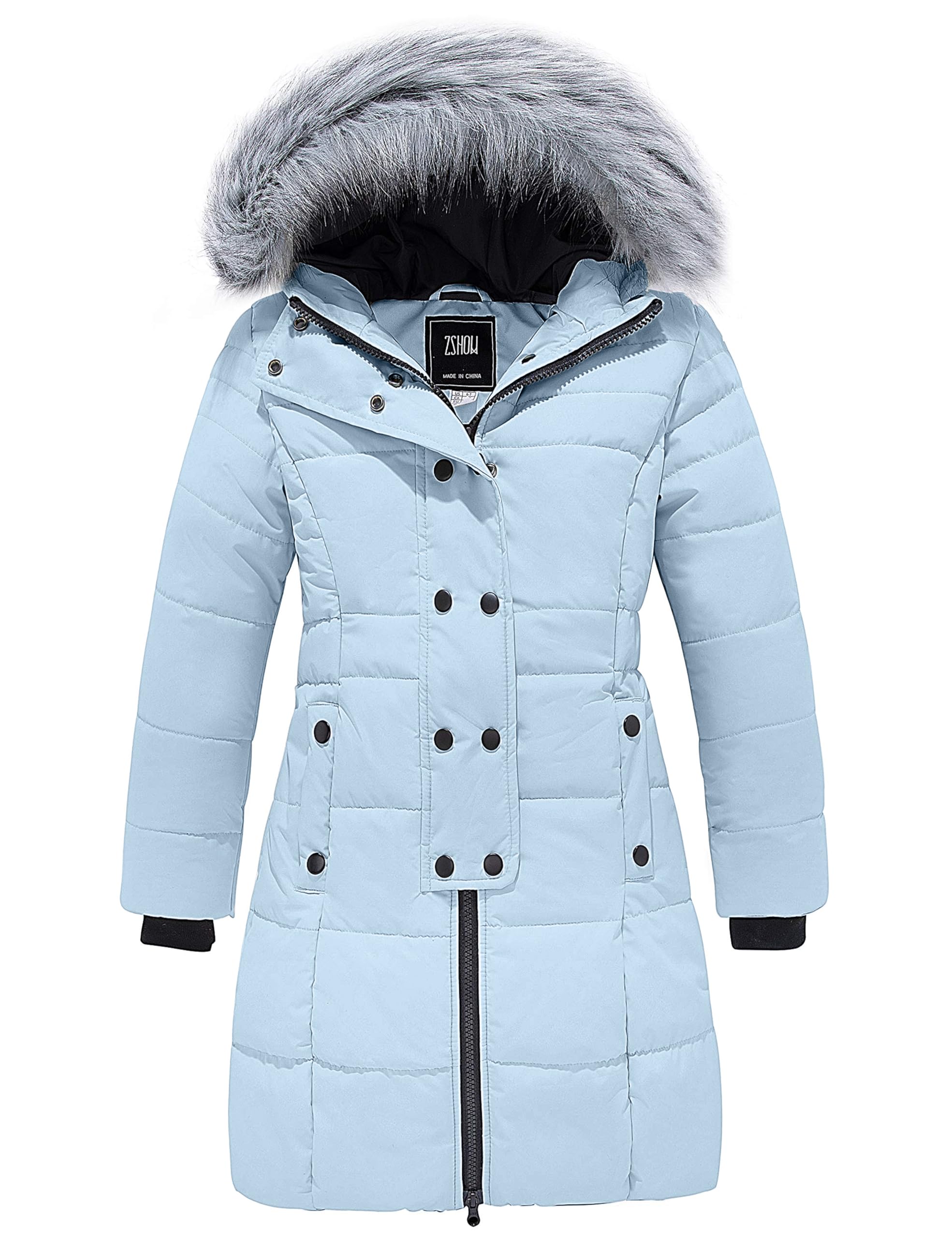 ZSHOW Girls' Long Winter Coat Waterproof Warm Puffer Jacket Hooded Parka
