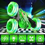 Télécommande Charge directe rapide rechargeable de voiture RC Voitures pour enfants avec lumière colorée, à double choix 360° Rotation RC Voiture stupide 4WD RC Truck Car Toys pour les enfants de 5 à 7 ans Cadeau pour les filles de 8 à 12 ans vert