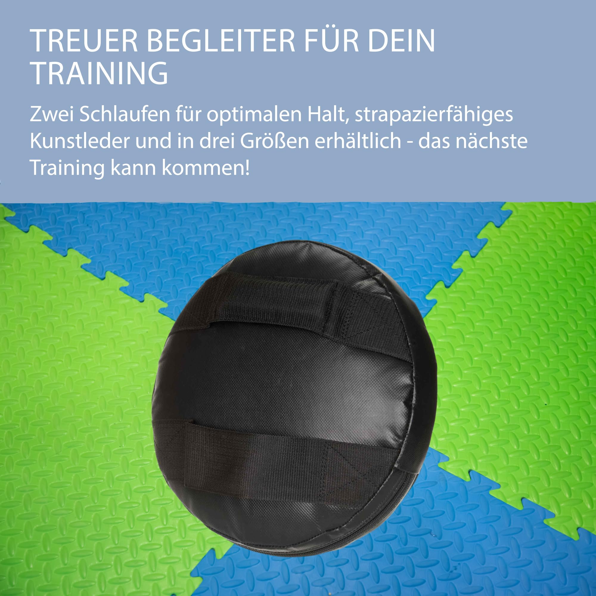 Ju-Sports Rund Pratze 1 STK. I Aus Kunstleder I Sehr leicht & perfekt im Handling I Mit 2 Schlaufen für optimalen Halt I Kampfsport Zubehör