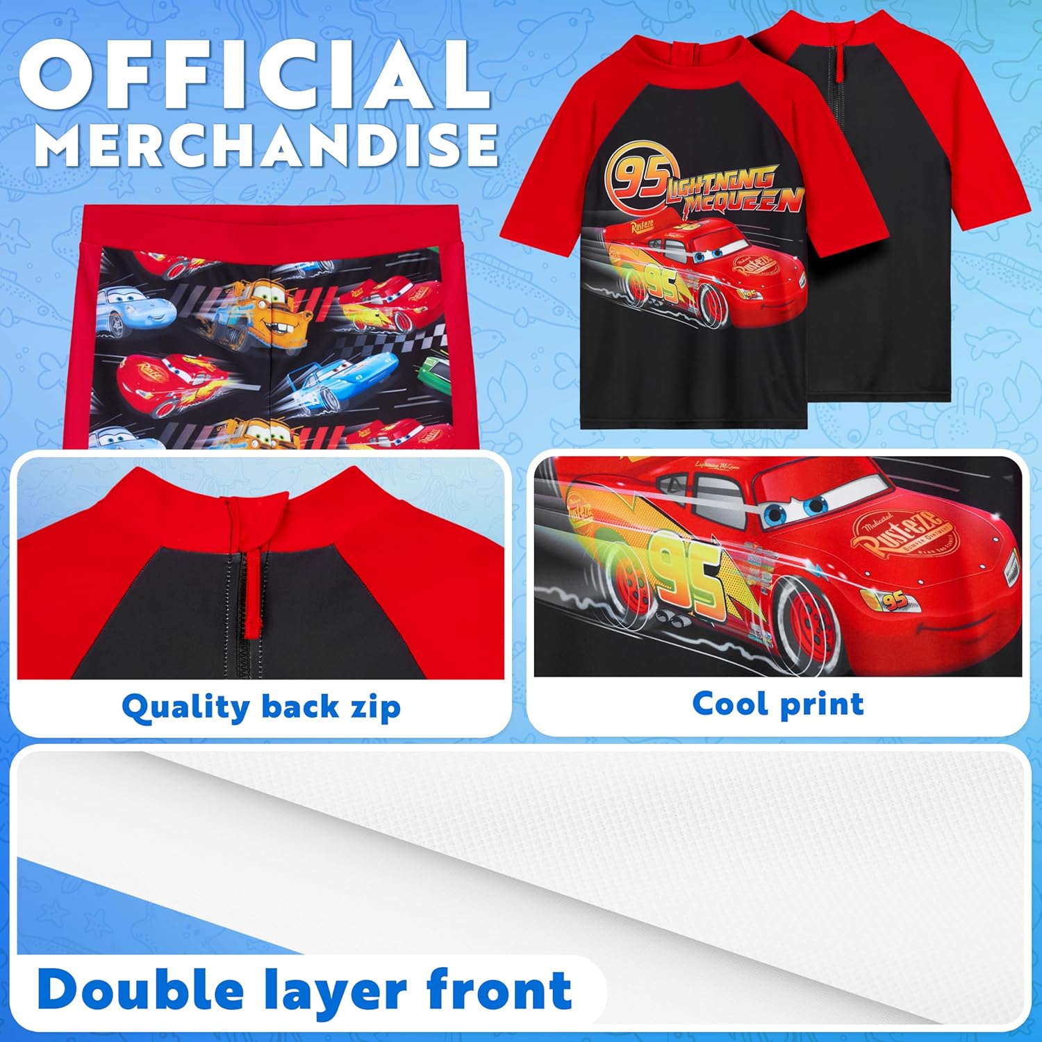 Get Trend Swimsuit Bathing Suit Kids Boys 2 Piece Set Rash Guard Top and Swim Trunks Toddler Swimsuits for Beach Pool - Image 3