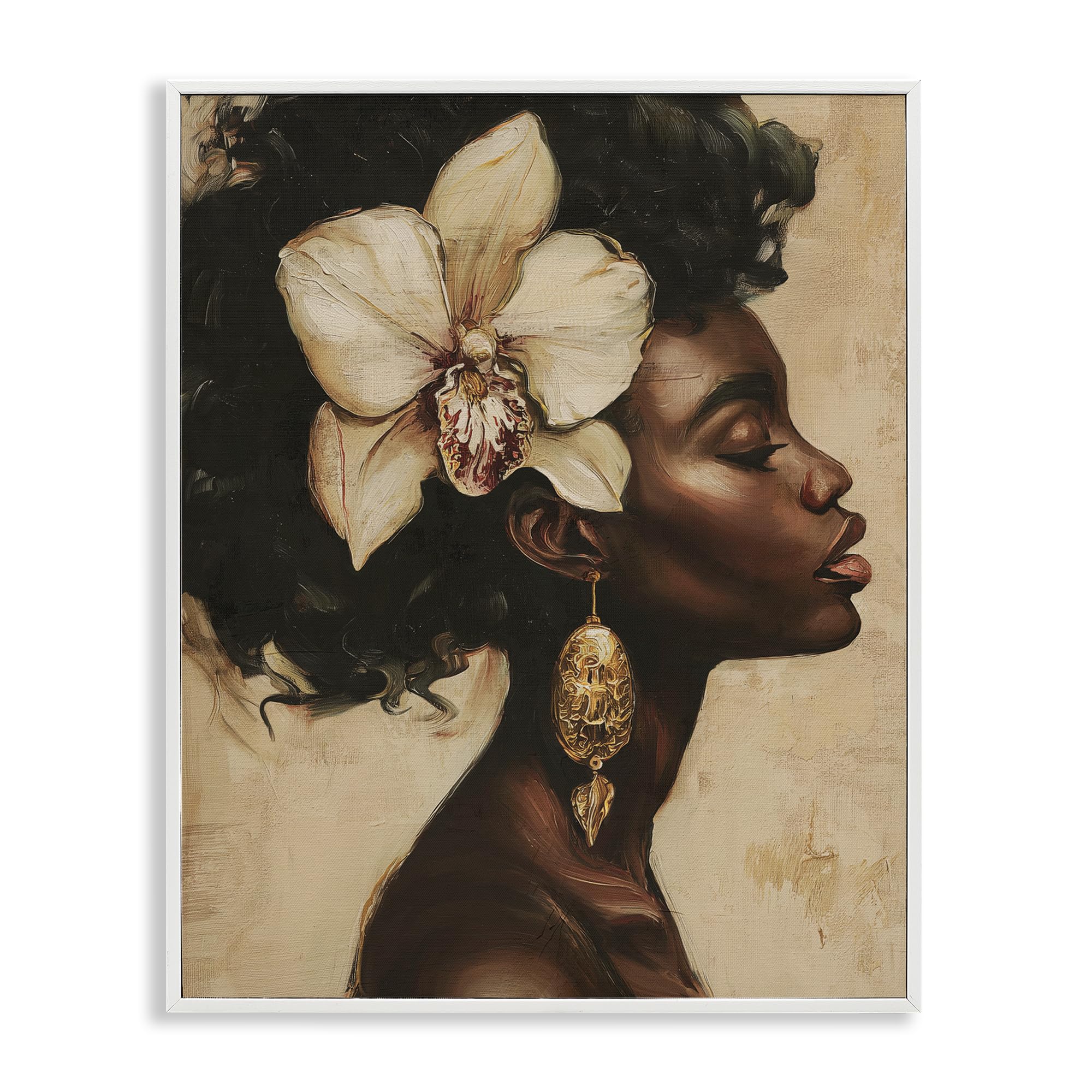 Stupell Industries Orchid Majesty Woman Portrait 'Orchid Majesty Portrait', Framed Giclee Art, White, 16 X 20 Inches, Easy To Hang And Sturdy, Made In Usa, By Svetlana Aleynikova
