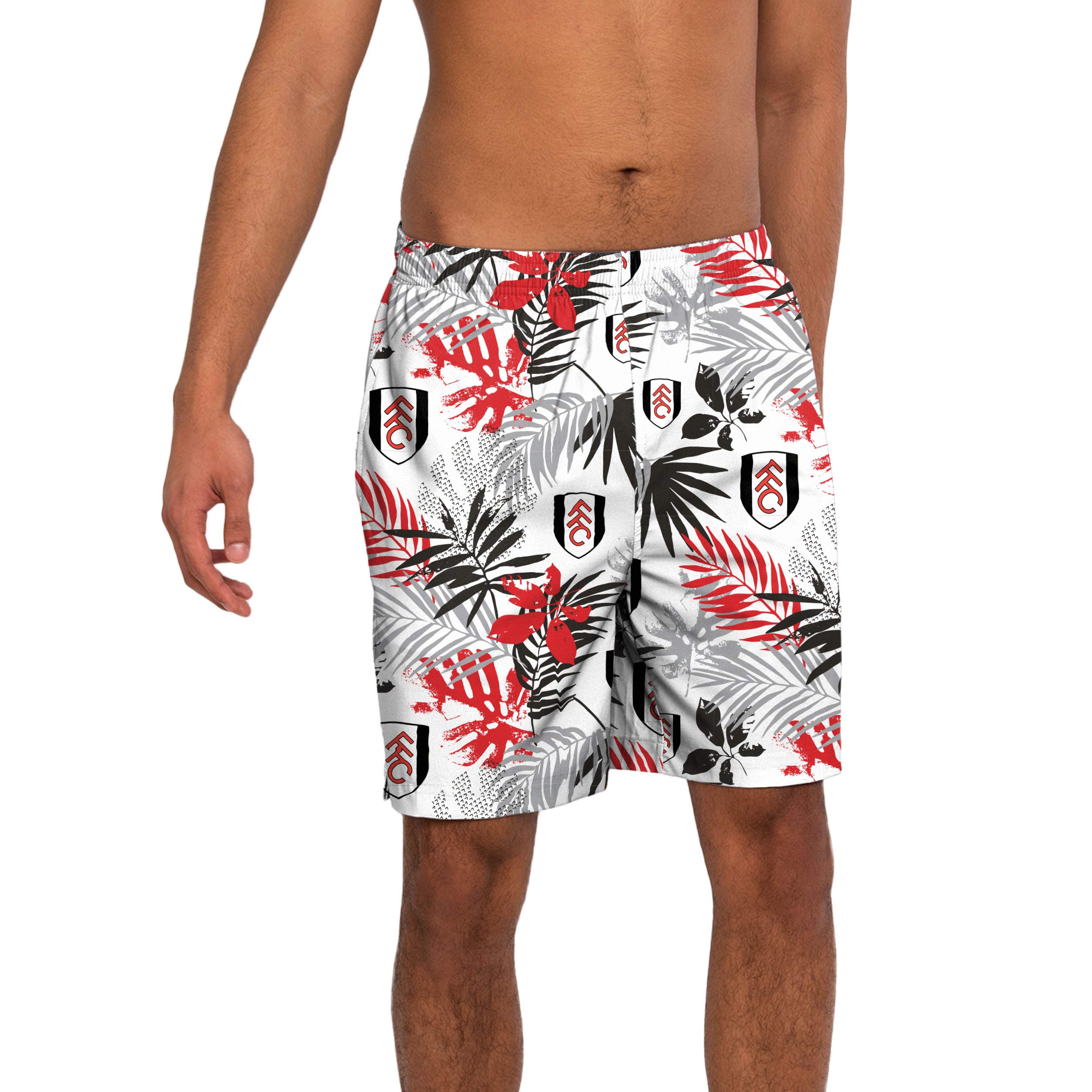 FOCO Officially Licensed Men's Floral Print Football Beach Board Shorts (Fulham FC) (Large)