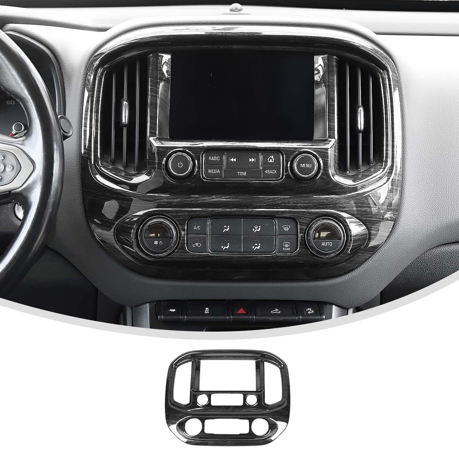 Dash Information Screen Cover Compatible with 2015-2022 Chevy Colorado & GMC-Canyon, Climate Control Panel Trim Kit for Colorado Interior Accessories Dark Wood Grain