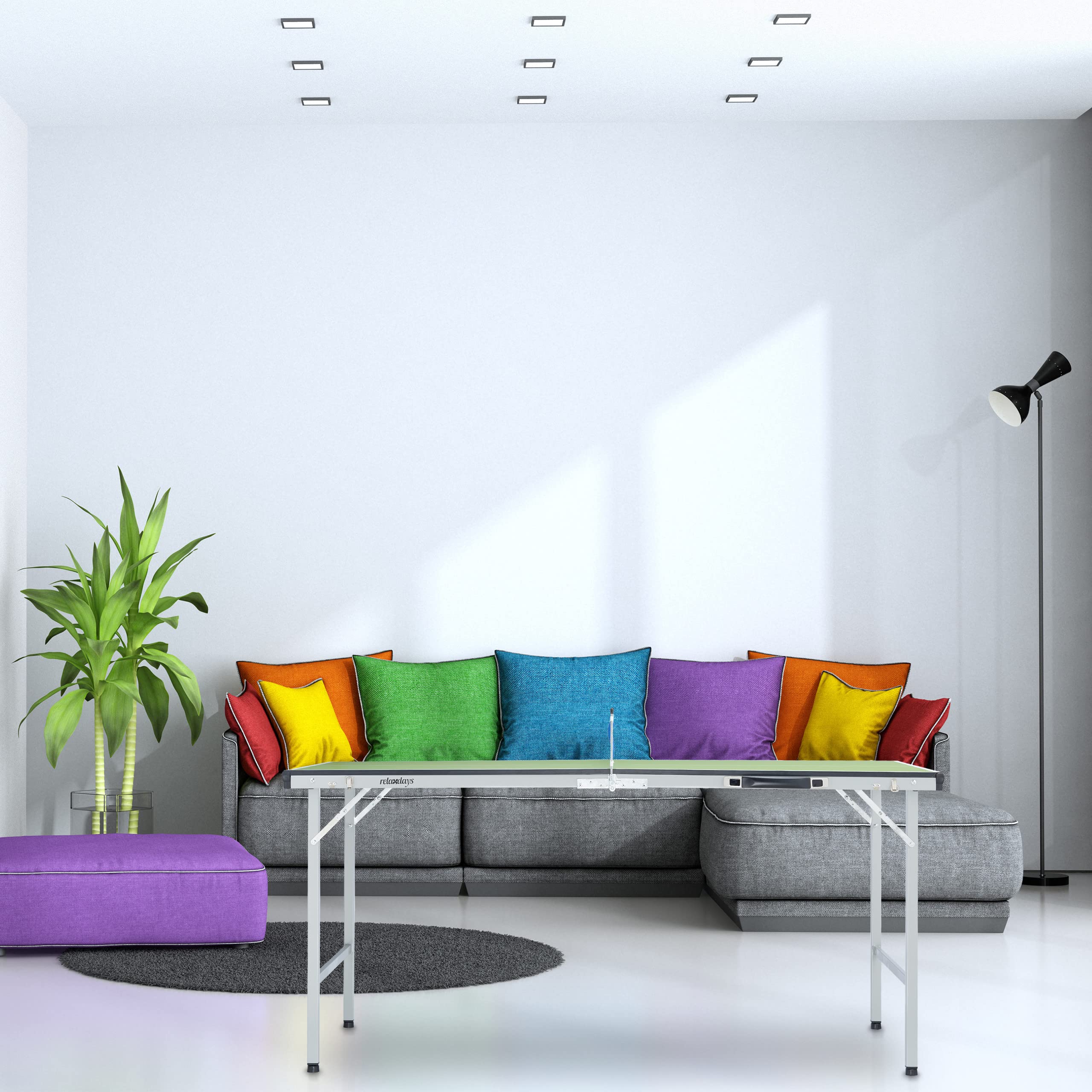 Relaxdays Relaxdays Tavolo da Ping Pong Pieghevole - Relaxdays Tavolo da Ping Pong Pieghevole, con Rete, 2 Racchette, 3 Palline, HxLxP: 70 x 70 x 150 cm, Nero Unisex Adulto