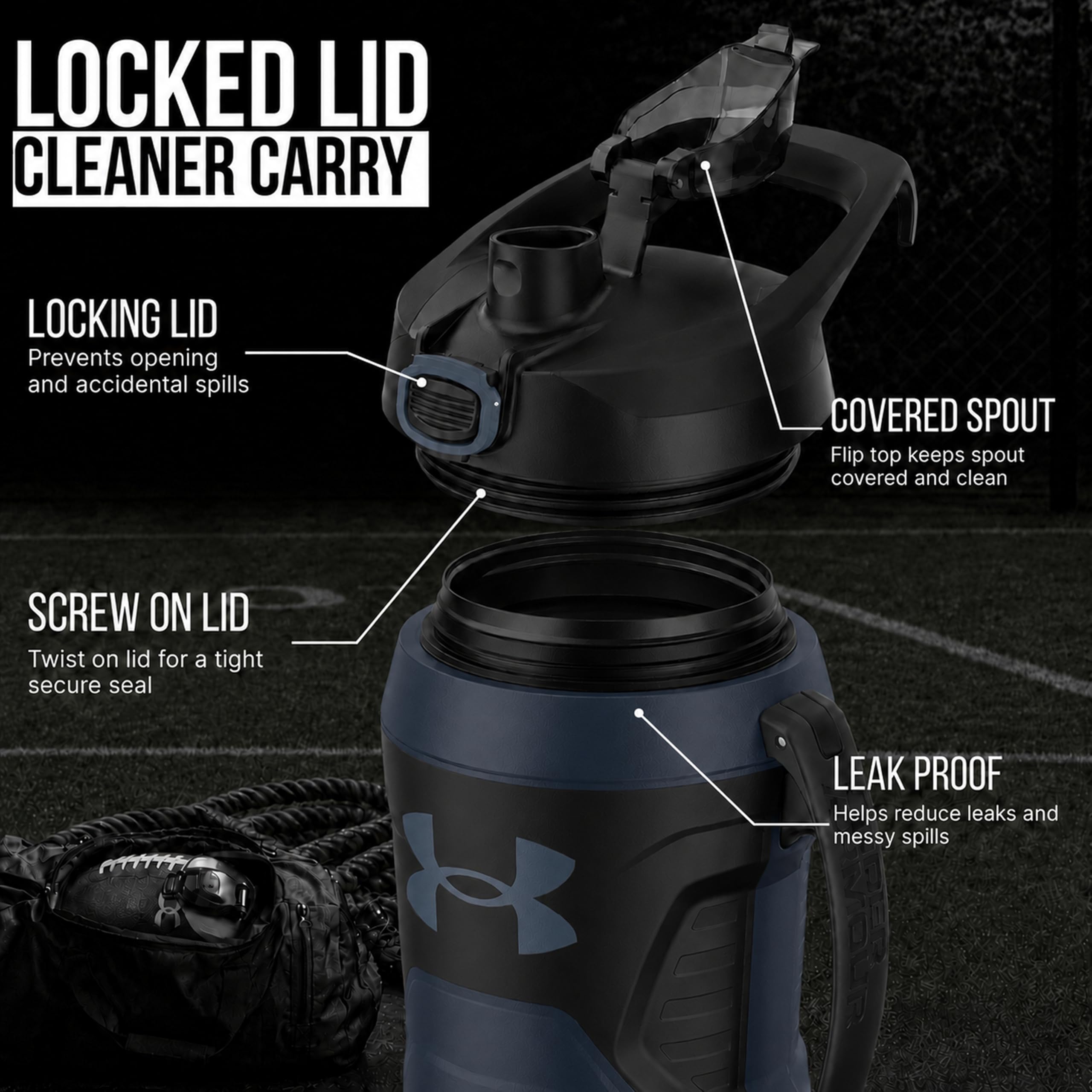 UA 715 ml Playmaker Jug Academy/Czarny OSFA