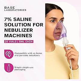 BASE LABORATORIES 7% Saline Solution for Nebulizer Machine | Saline Solution for Inhalation & Nasal Irrigation | High 7% Concentration l (25 x 2) 50 Vials 5ml Unit Dose